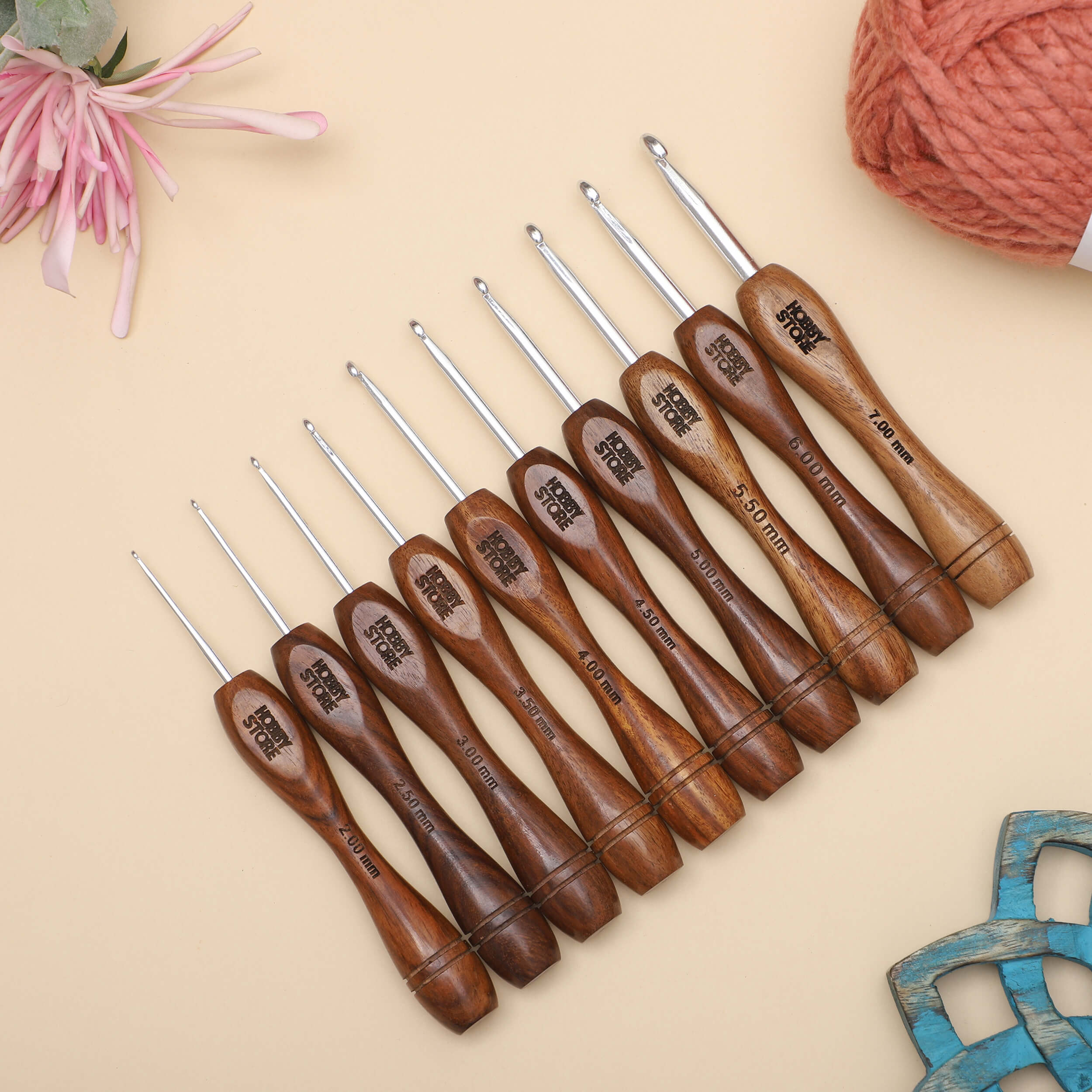 Aluminium Crochet Hook with Rosewood Handle by Hobby Store