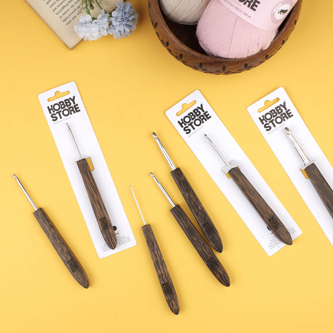 Aluminium Crochet Hooks with Palm Wood Handle by Hobby Store