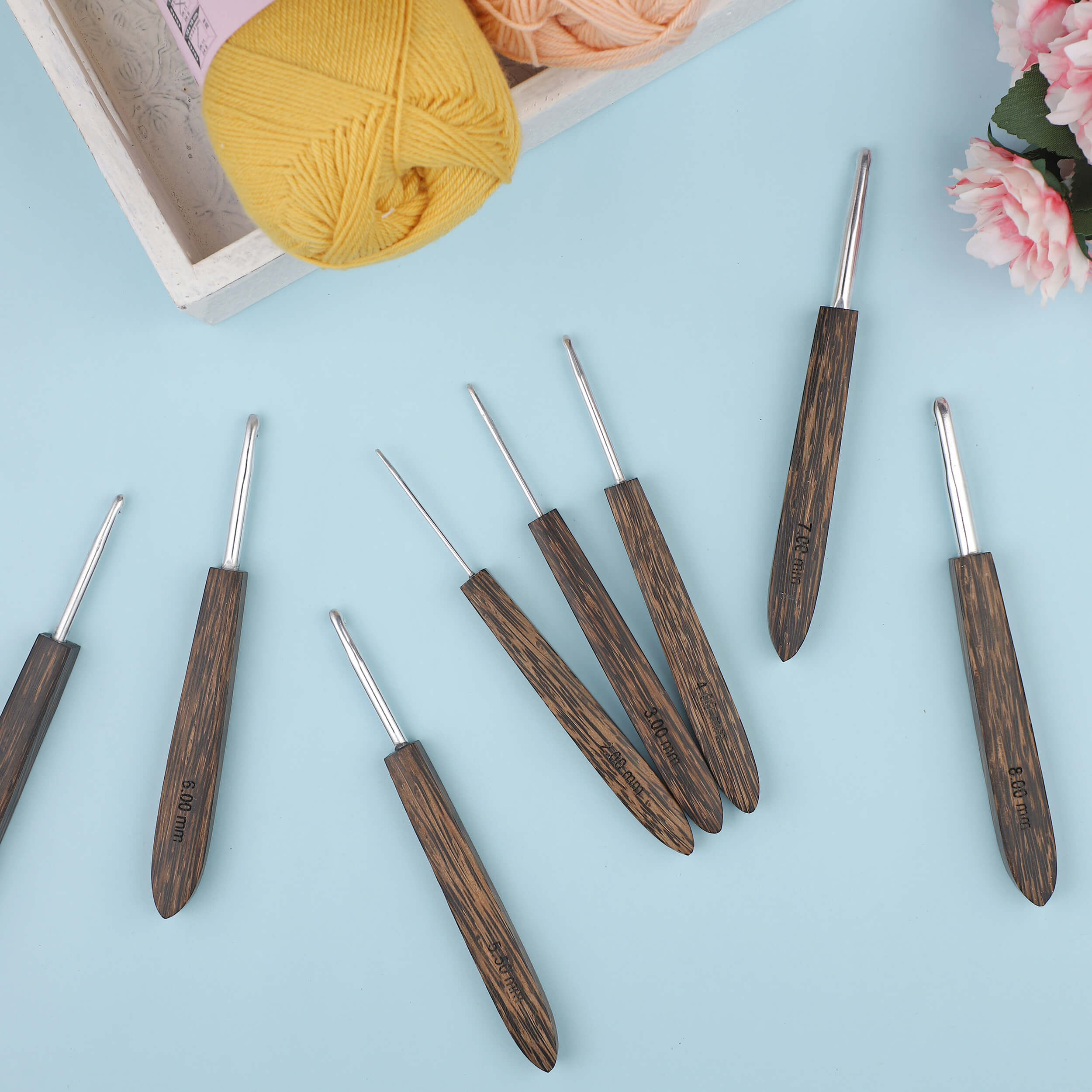 Aluminium Crochet Hooks with Palm Wood Handle by Hobby Store