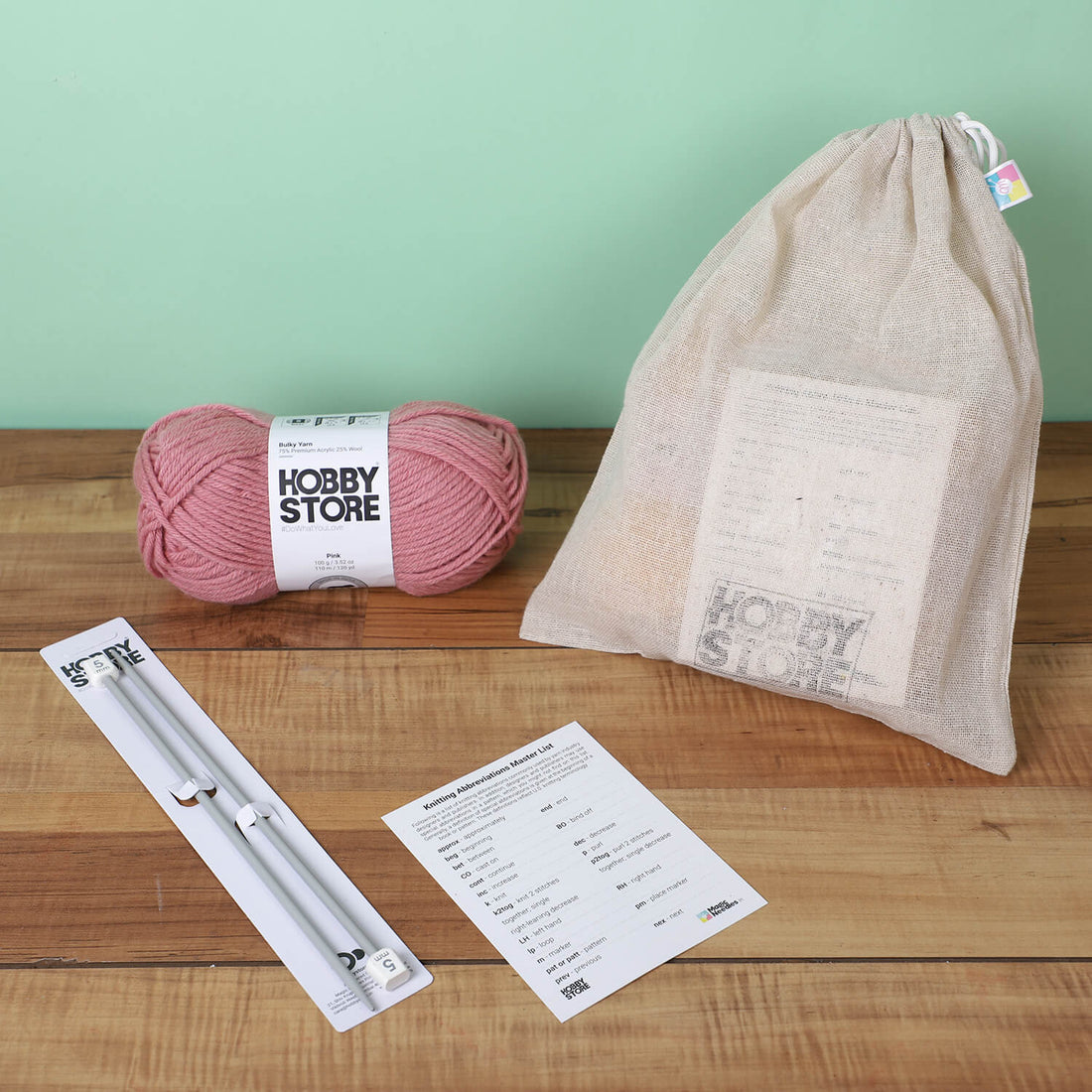 Bare Minimum Beginner’s Knitting Kit by Hobby Store - Karmen Red
