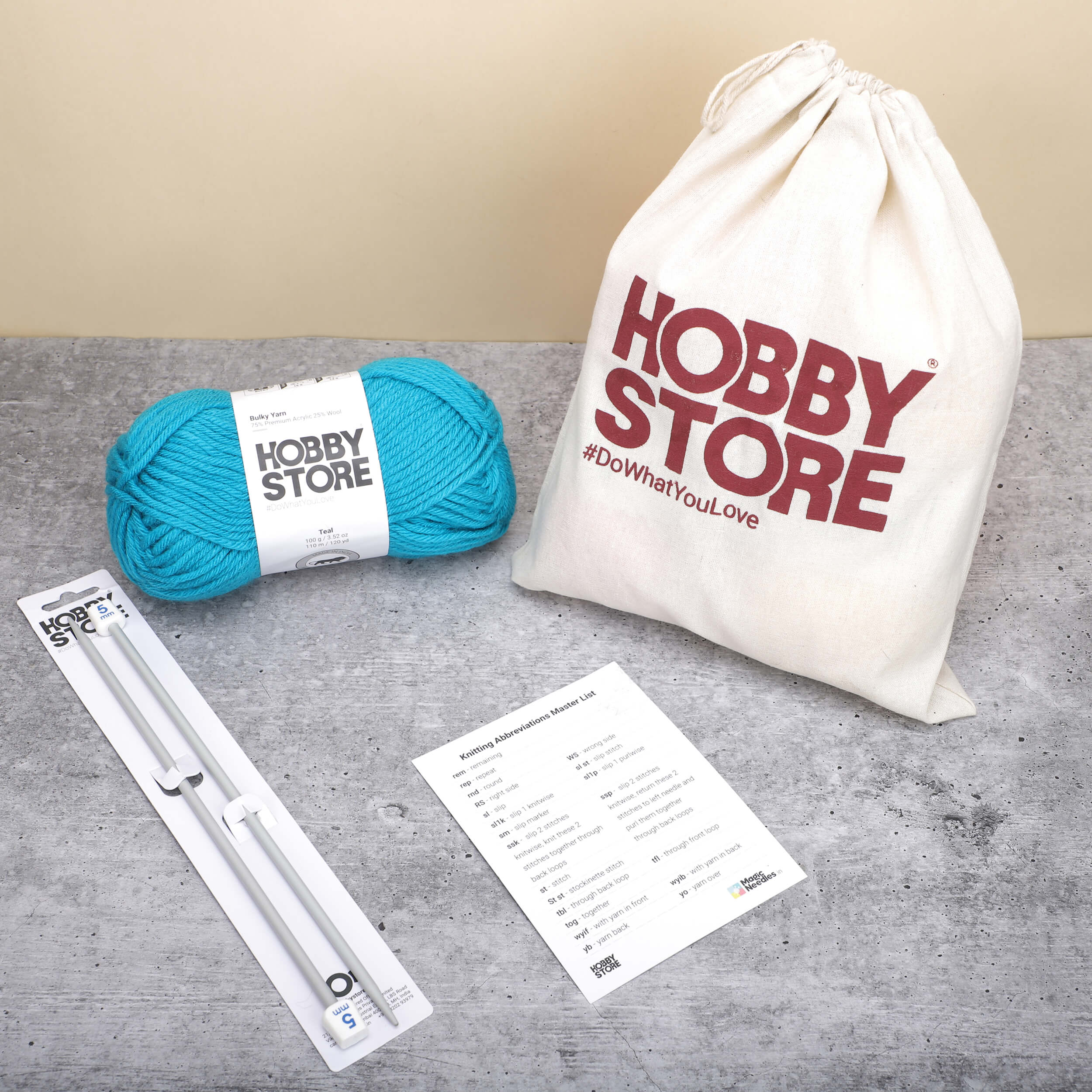 Bare Minimum Beginner’s Knitting Kit by Hobby Store - Teal