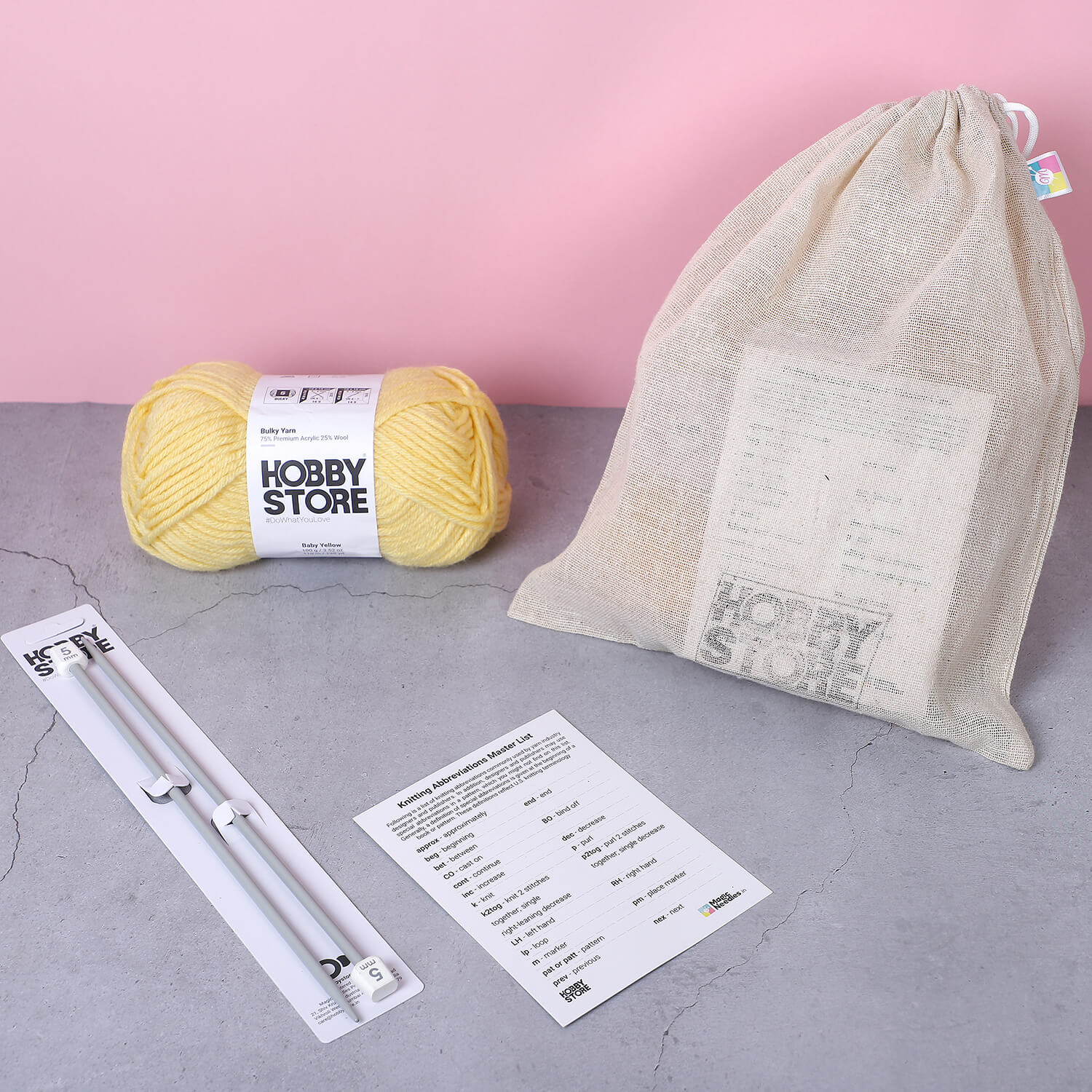 Bare Minimum Beginner’s Knitting Kit - Baby Yellow