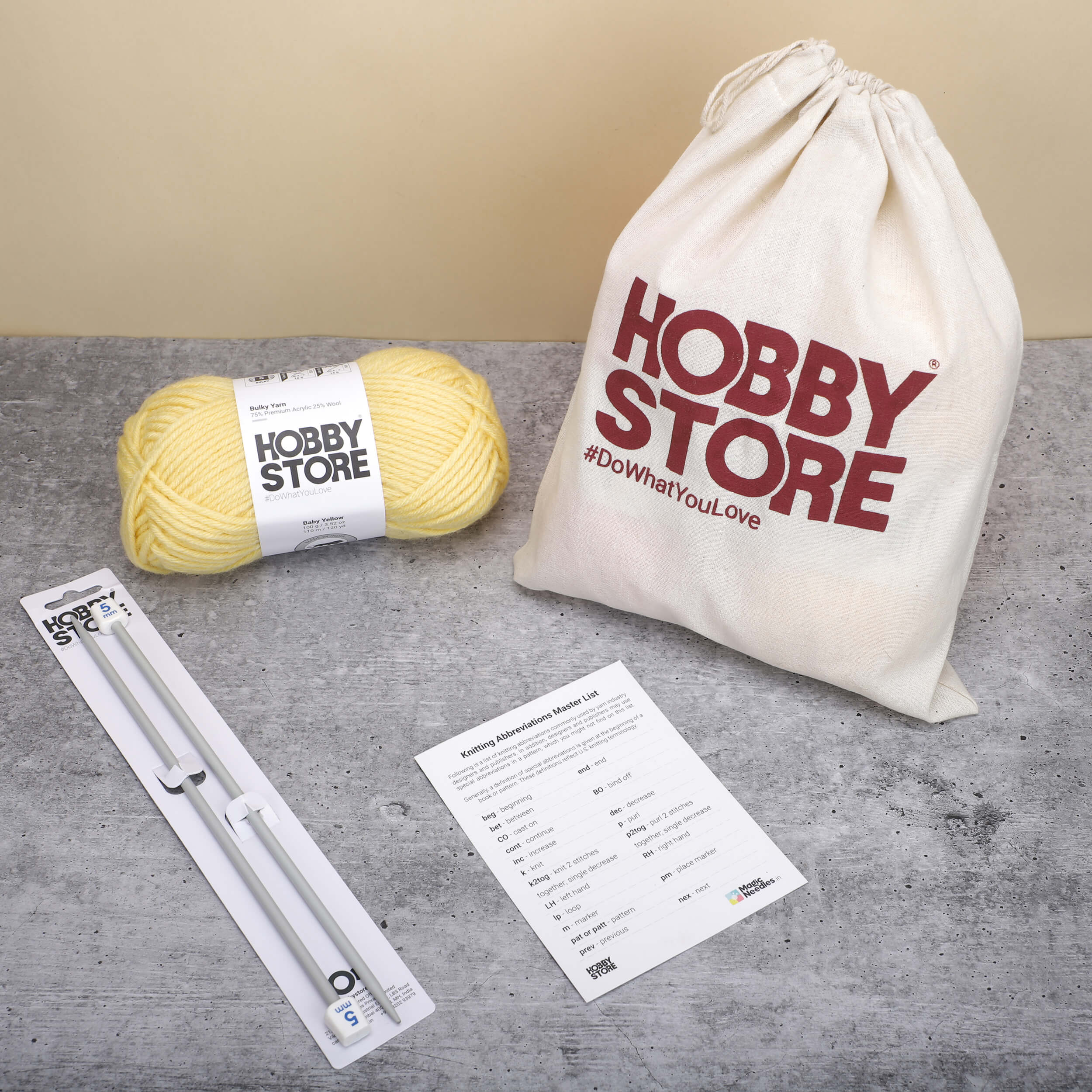 Bare Minimum Beginner’s Knitting Kit - Baby Yellow