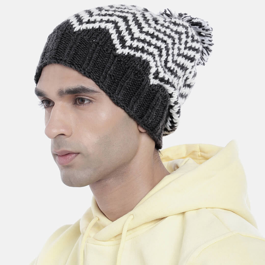 Beanie - Grey White 3110