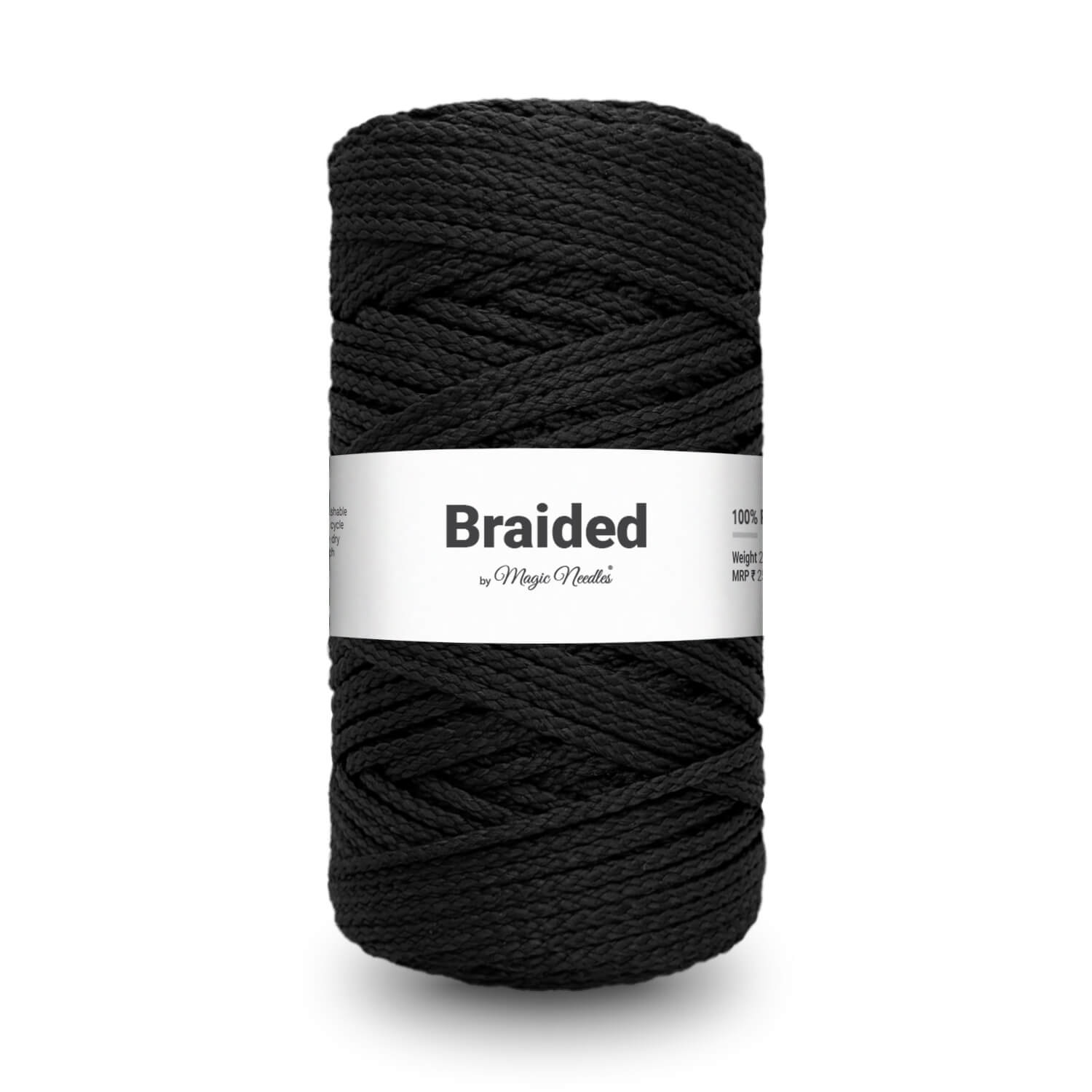 Braided Polyester Macrame Rope - Black - 35