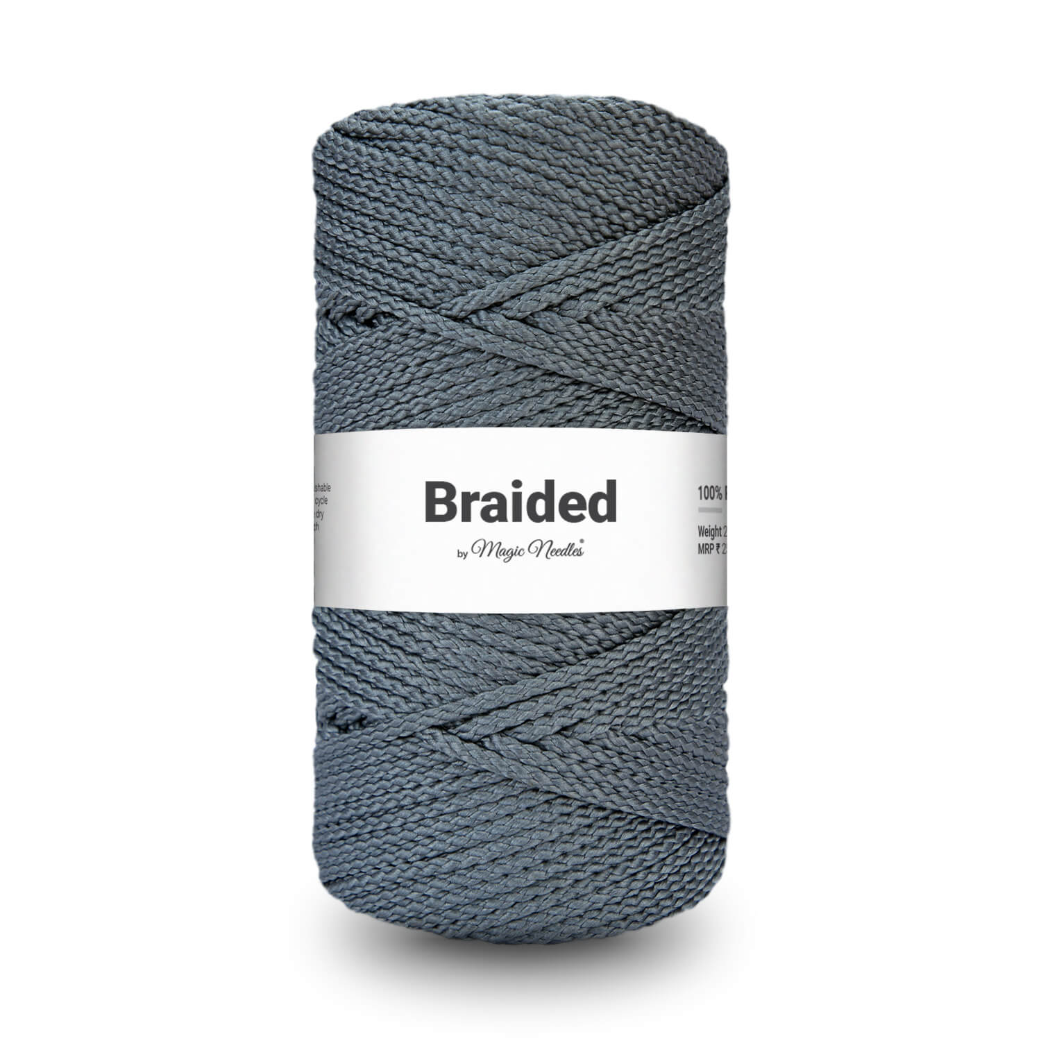 Braided Polyester Macrame Rope - Metal Grey - 39