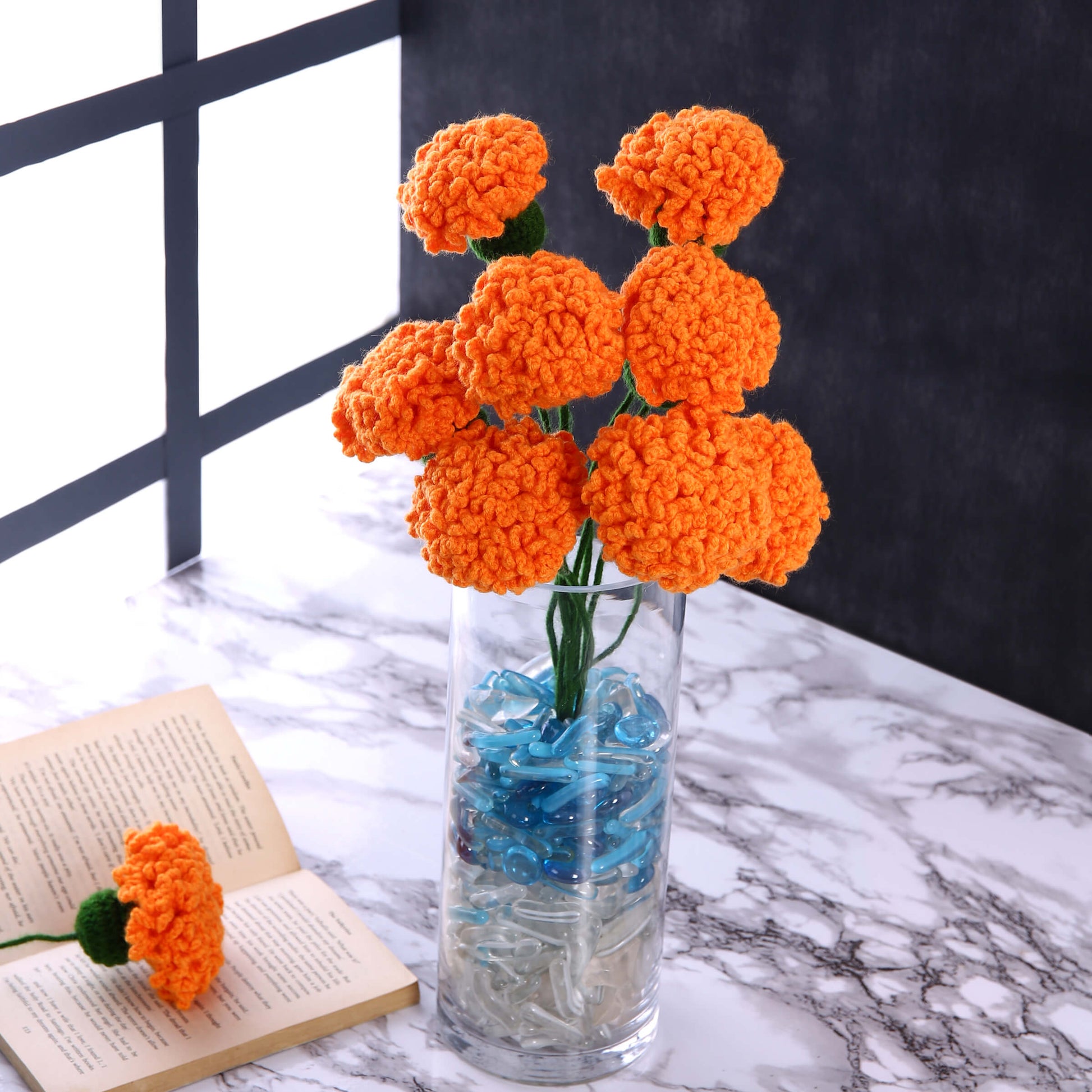 Charming Carnations - Handcrafted Crochet Flowers - Orange