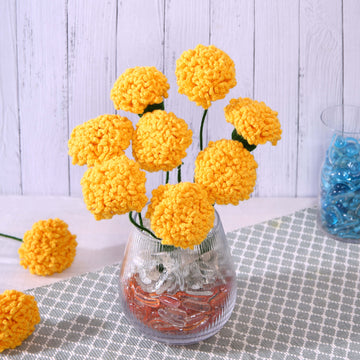 Charming Carnations - Handcrafted Crochet Flowers - Yellow