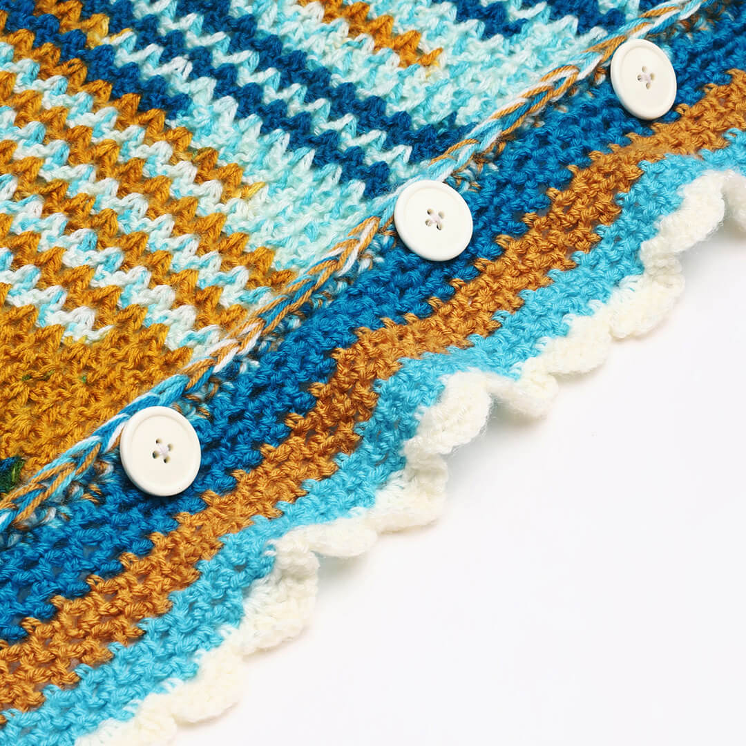 Collared Shawl with Border - Multicolor 3226