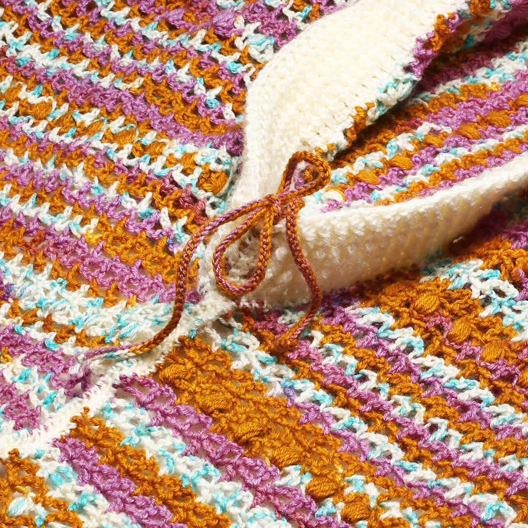 Collared Shawl with Border - Multicolor 3261