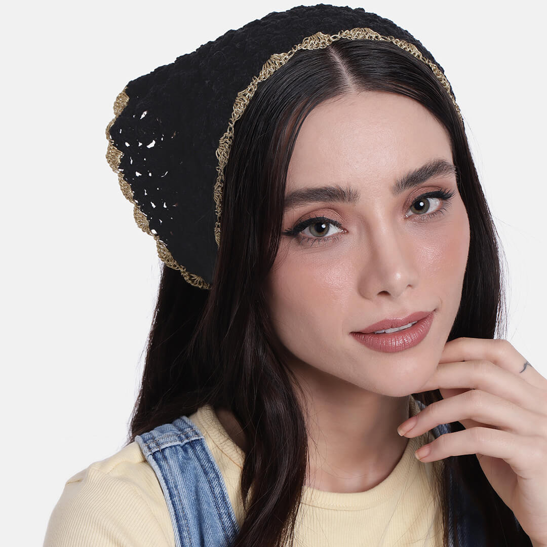 Crochet Bandanna - Black 3239