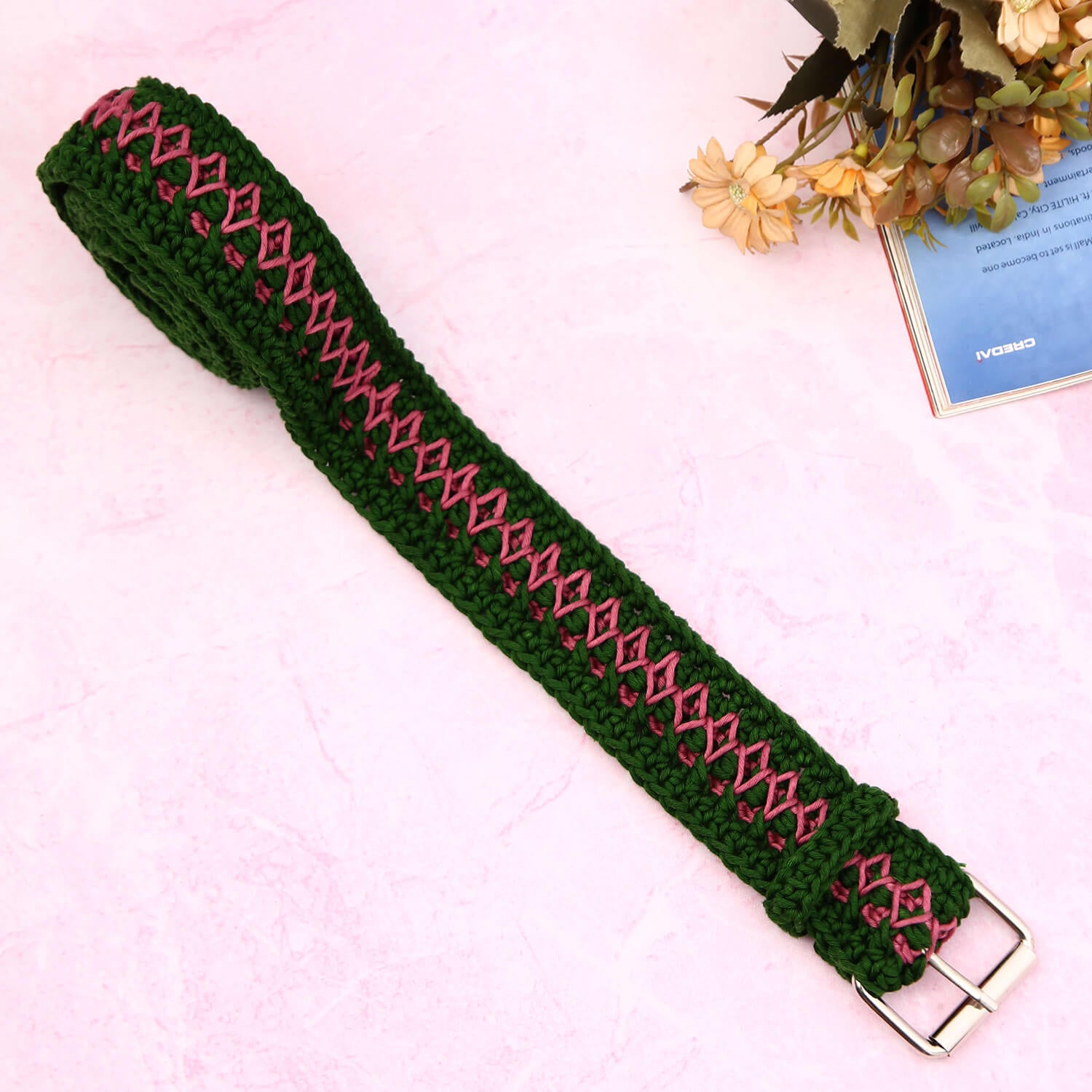 Handcrafted Crochet Belt with Adjustable Buckle