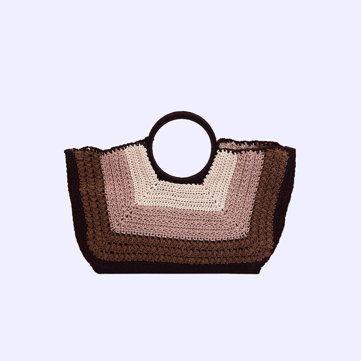 Handmade Cotton Self Design Handbag - Brown - 10364
