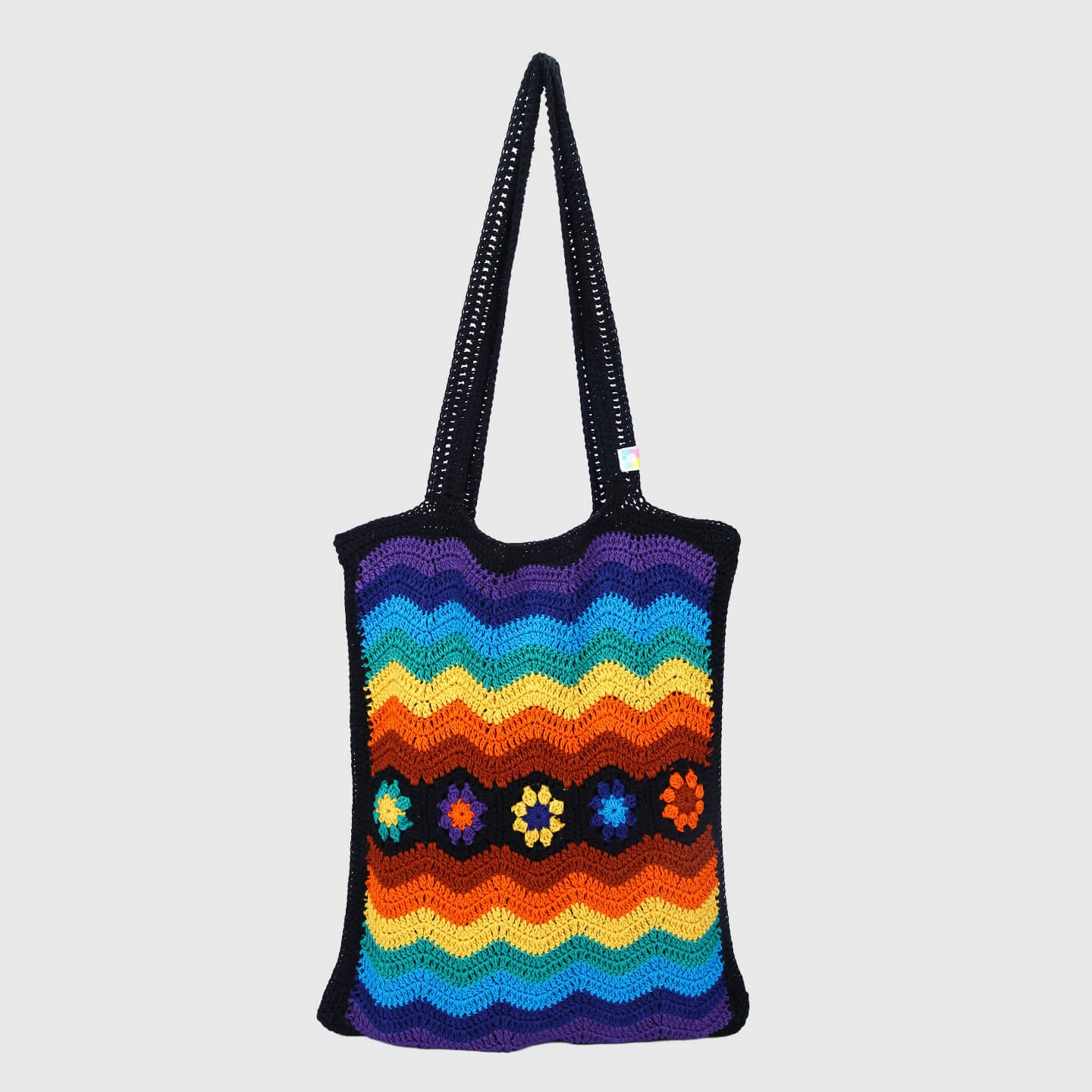 Crochet Handbag with lining and zipper - Multi 3312