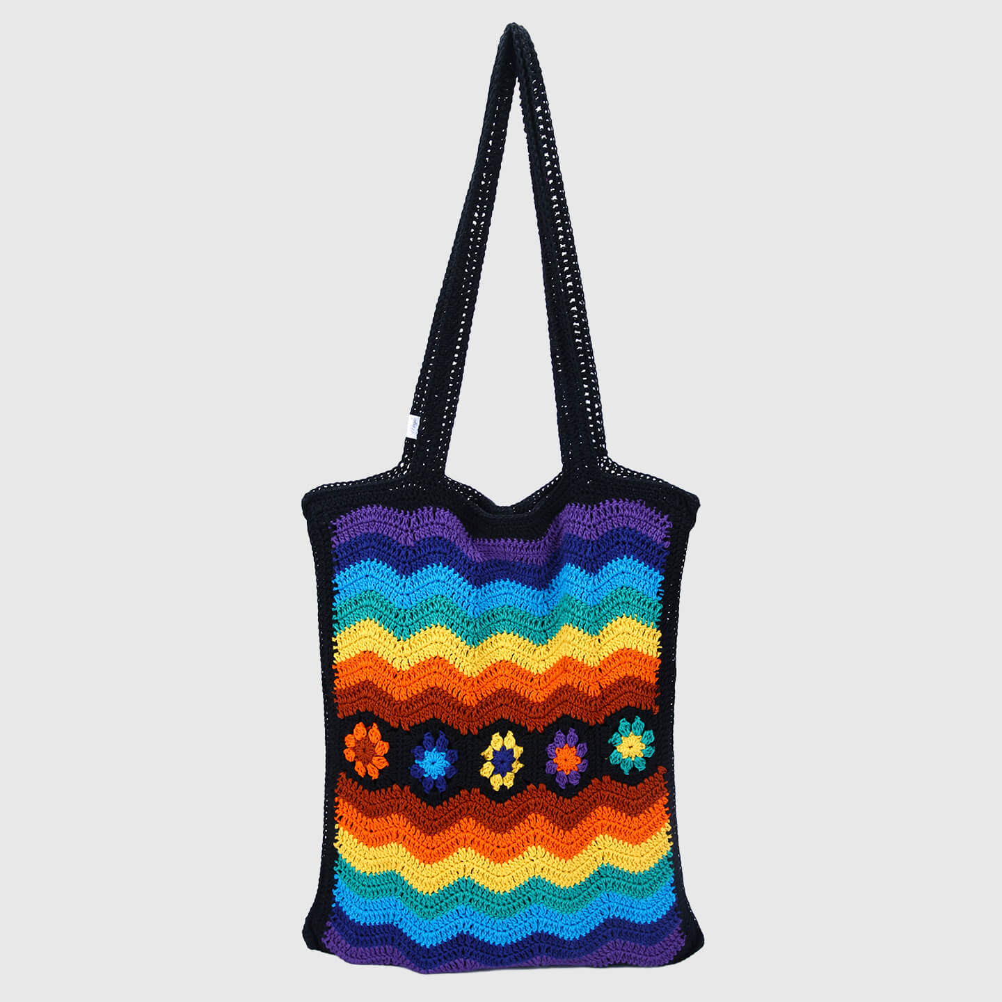 Crochet Handbag with lining and zipper - Multi 3312