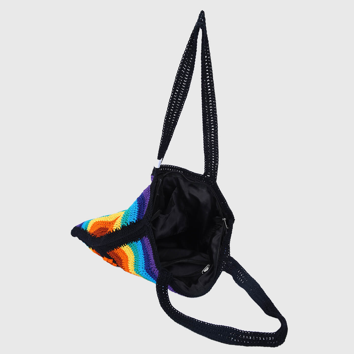 Crochet Handbag with lining and zipper - Multi 3312