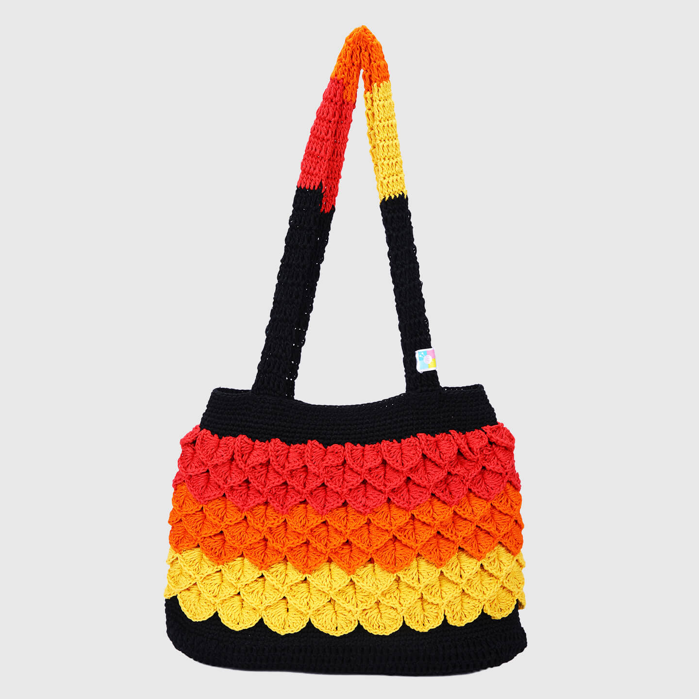 Crochet Handbag with lining and zipper - Multi 3313