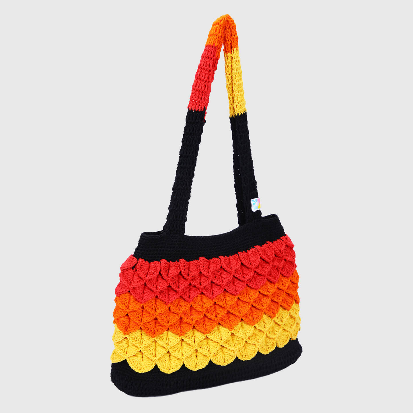 Crochet Handbag with lining and zipper - Multi 3313