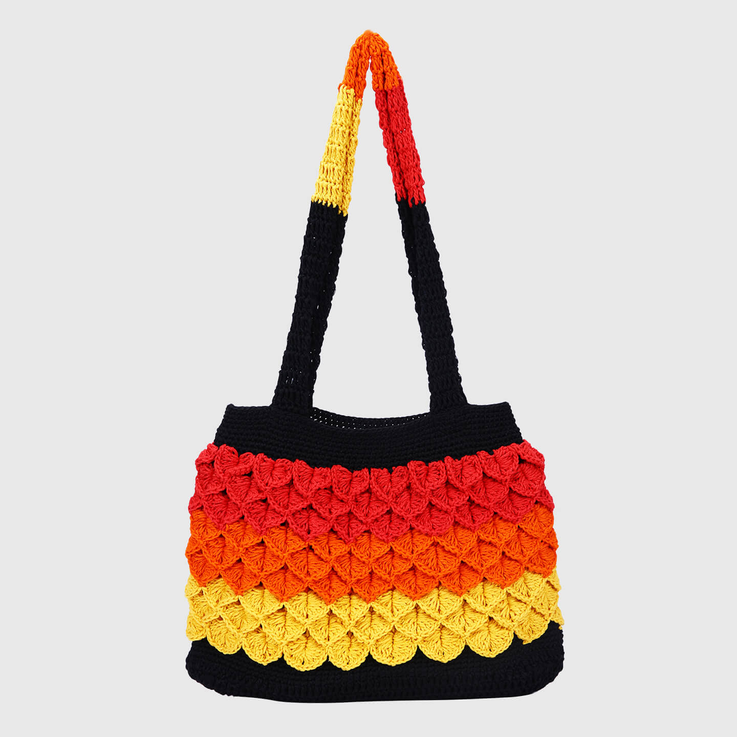 Crochet Handbag with lining and zipper - Multi 3313