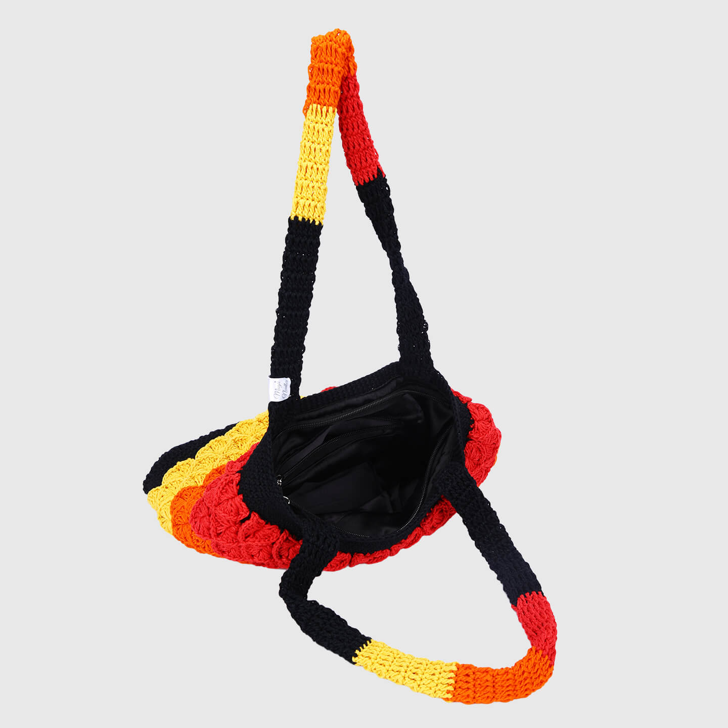 Crochet Handbag with lining and zipper - Multi 3313