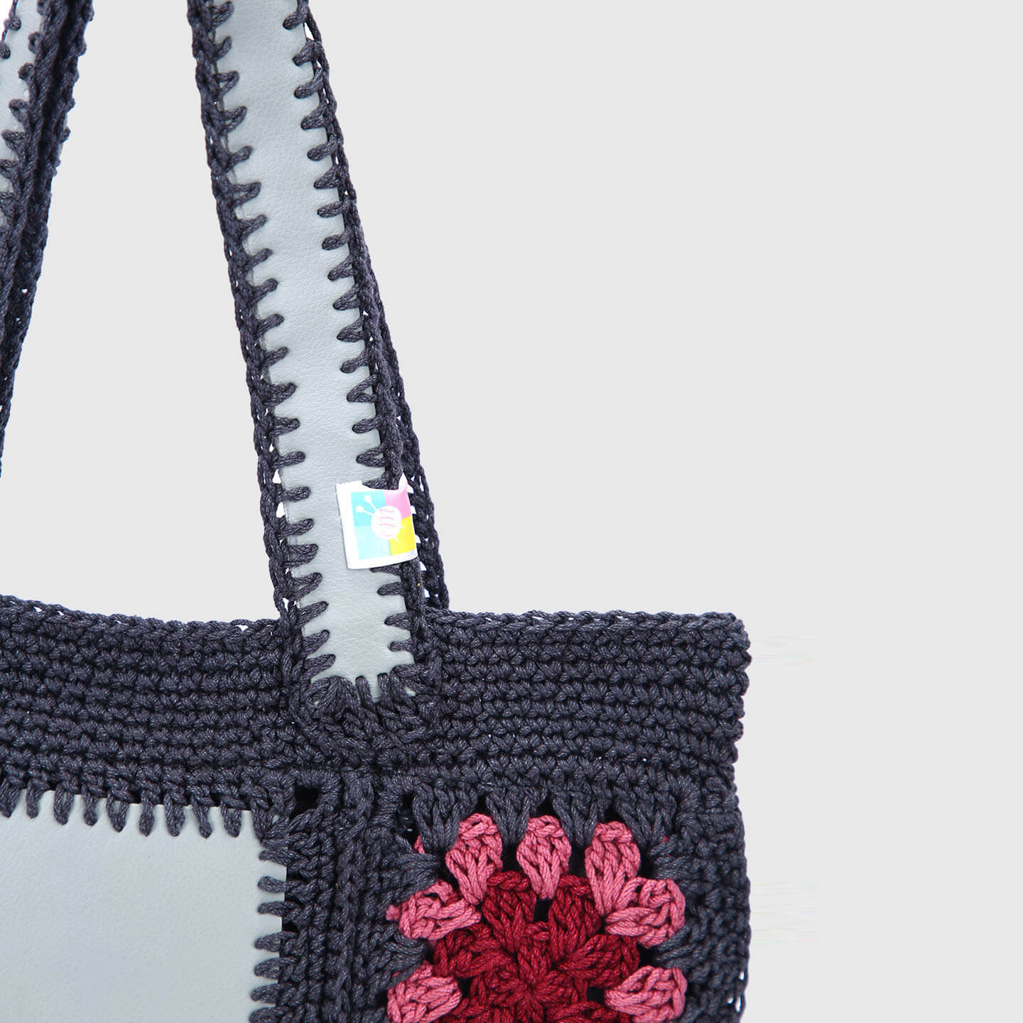 Crochet Handbag with lining and zipper - Grey 3314