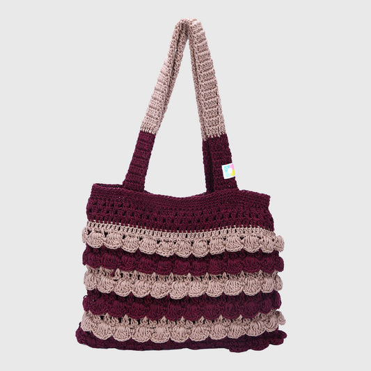 Crochet Handbag with lining and zipper - Mauve 3316