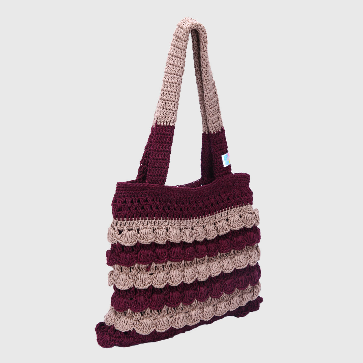 Crochet Handbag with lining and zipper - Mauve 3316