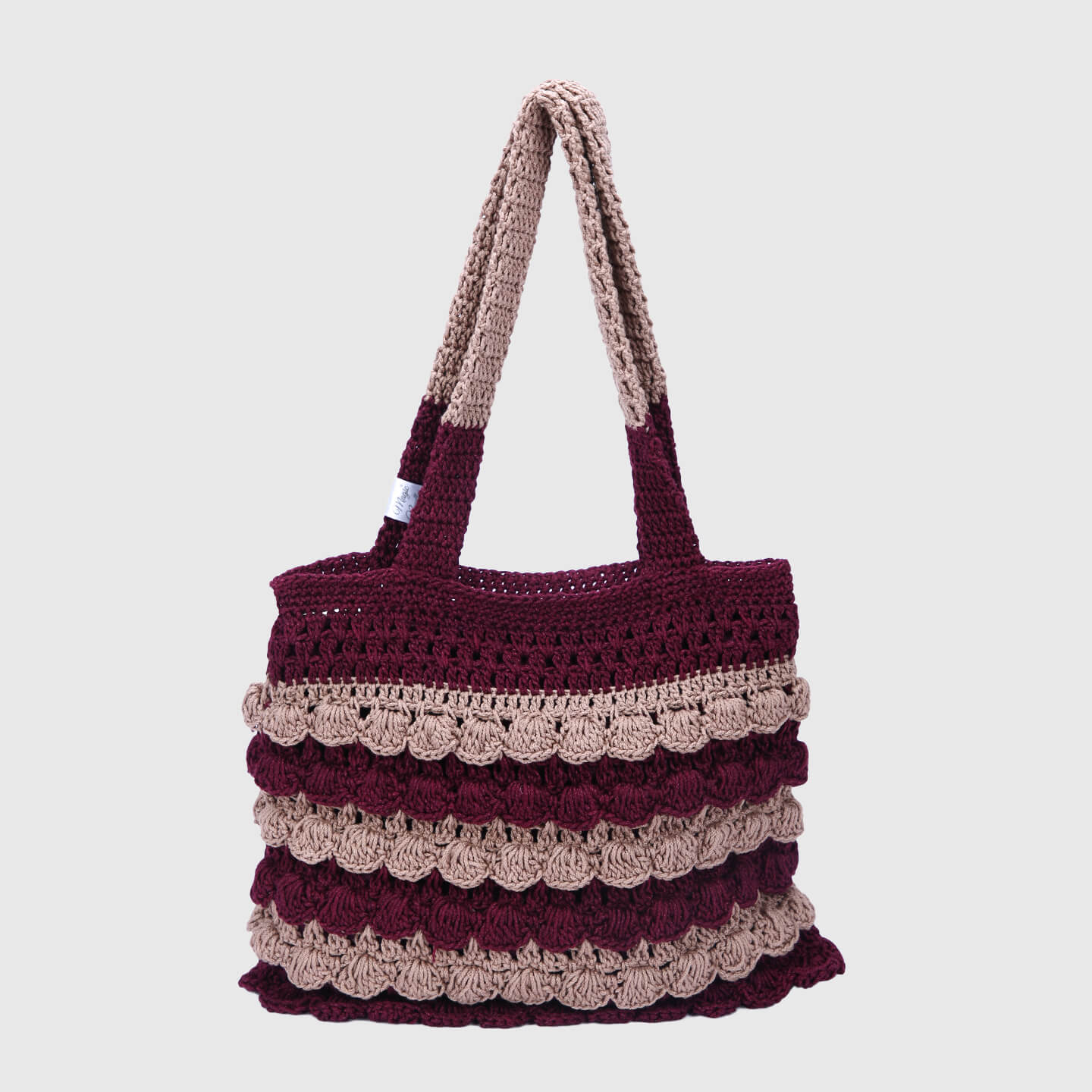 Crochet Handbag with lining and zipper Mauve 3316