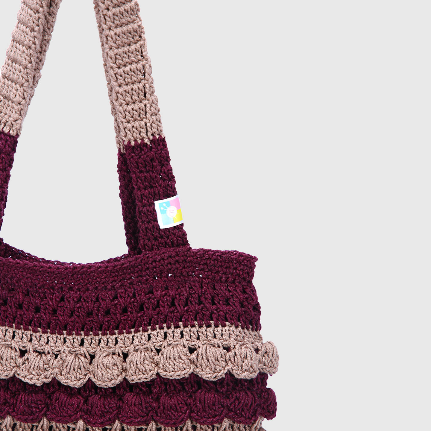 Crochet Handbag with lining and zipper - Mauve 3316