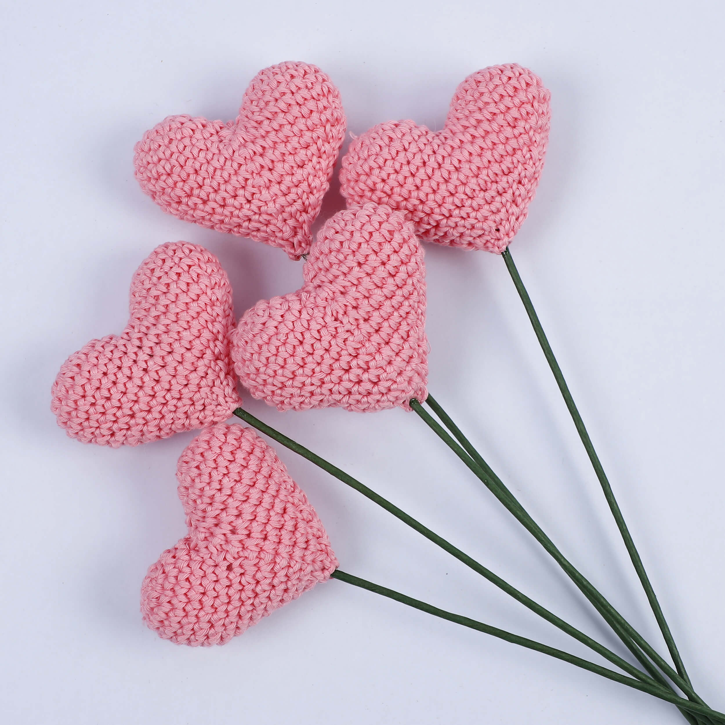 Handcrafted Crochet Heart Sticks