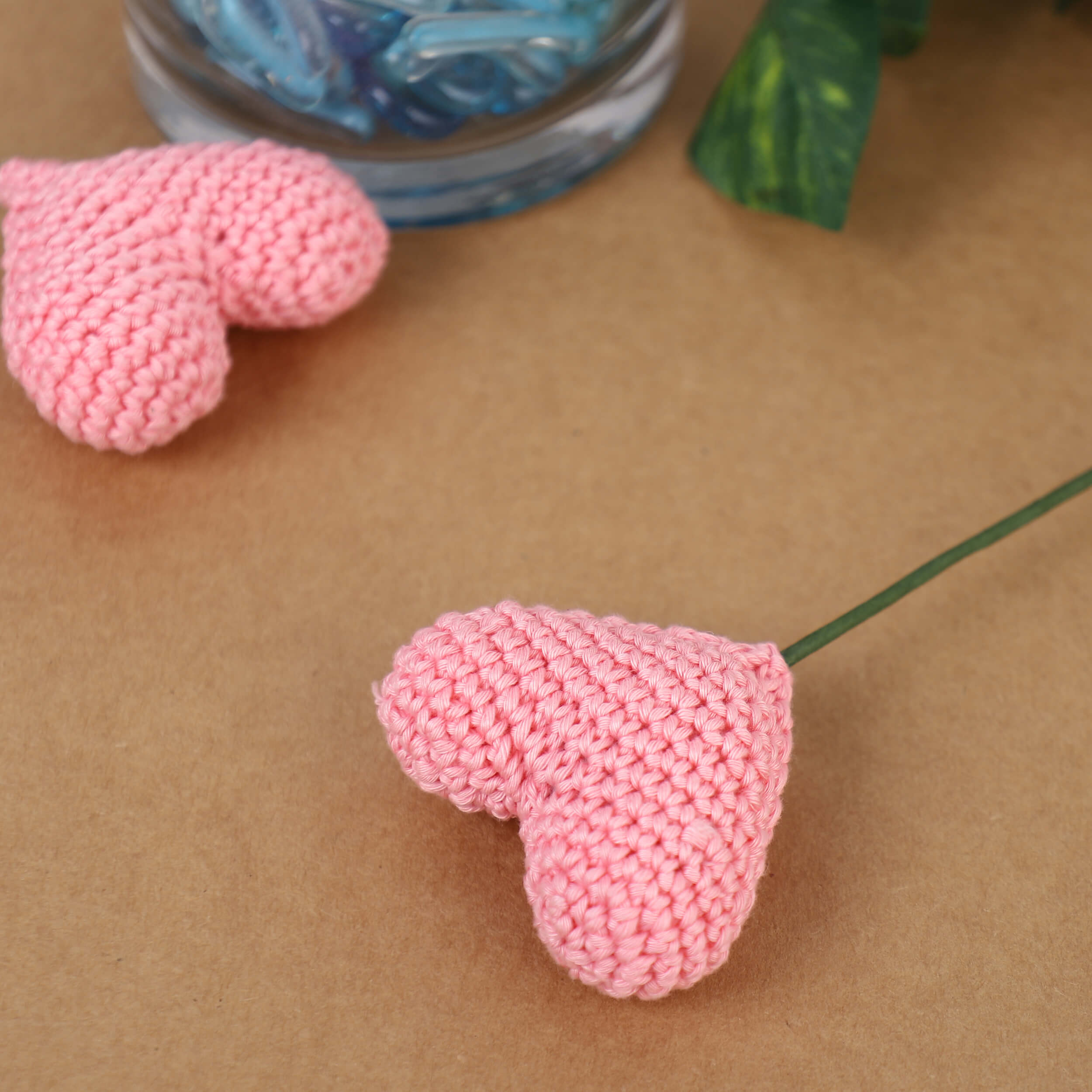 Handcrafted Crochet Heart Sticks