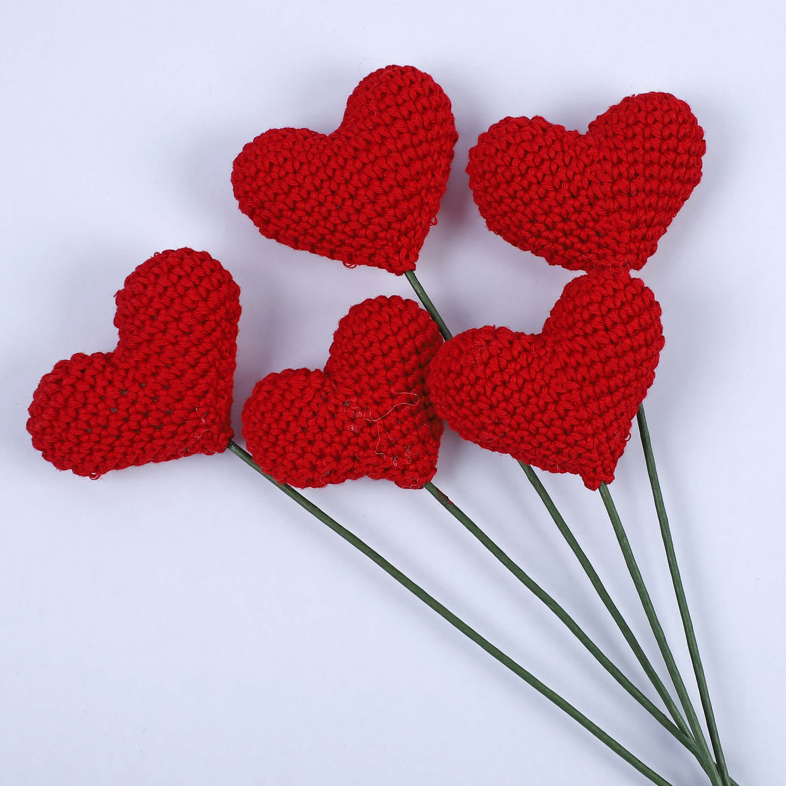 Handcrafted Crochet Heart Sticks