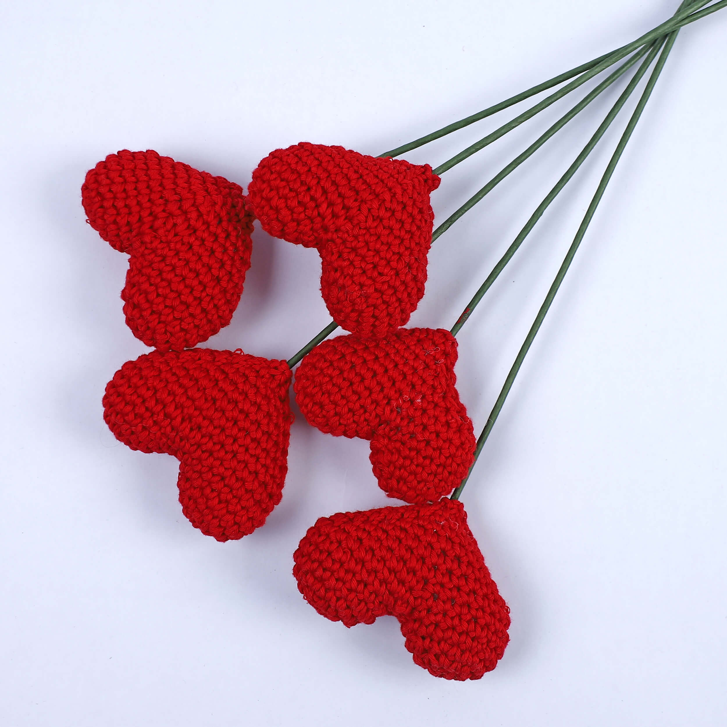 Handcrafted Crochet Heart Sticks