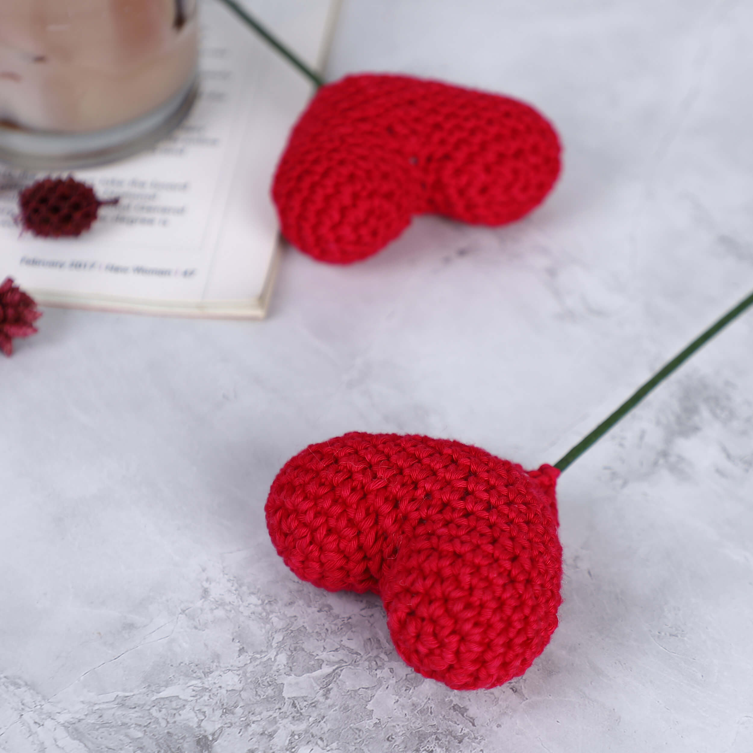 Handcrafted Crochet Heart Sticks