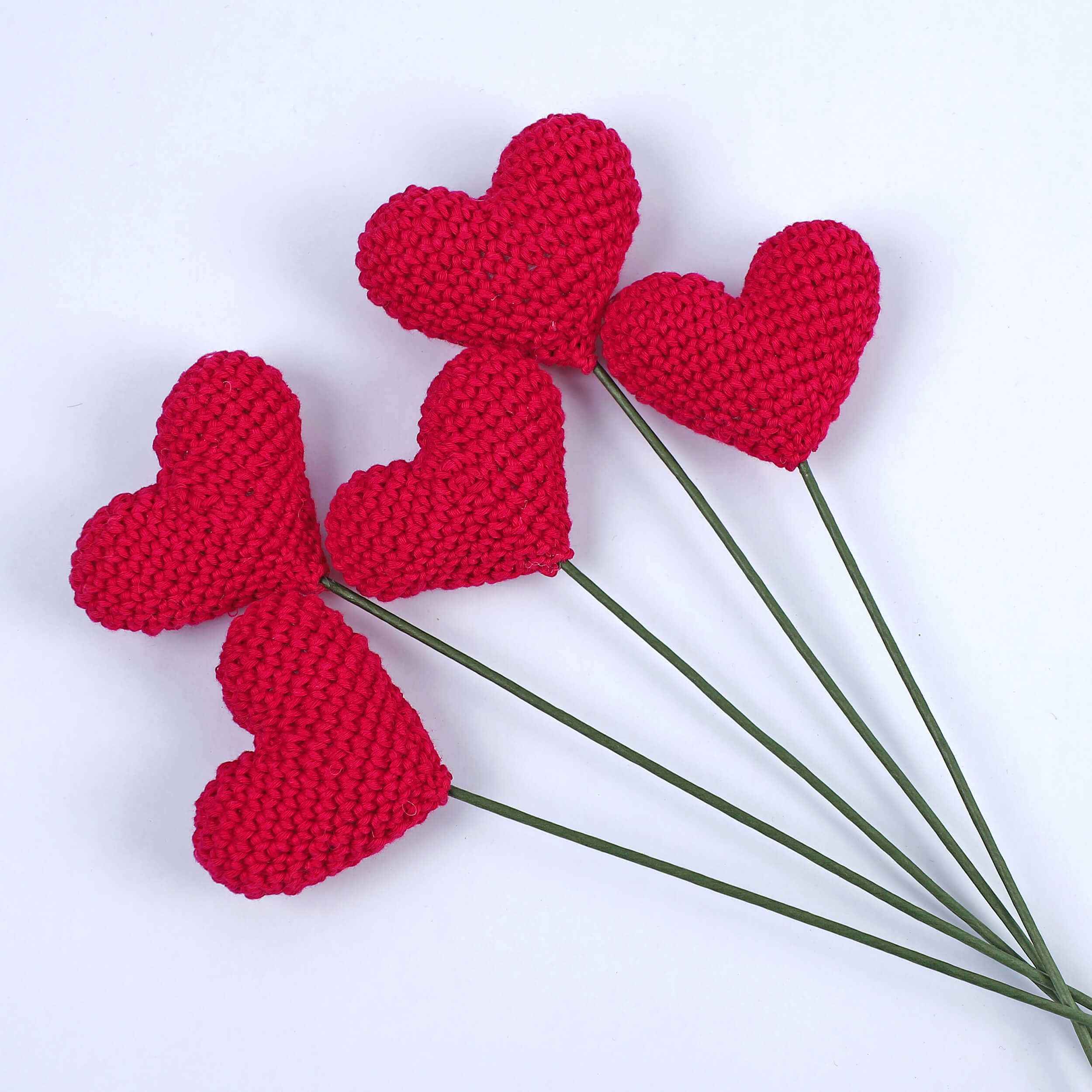 Handcrafted Crochet Heart Sticks