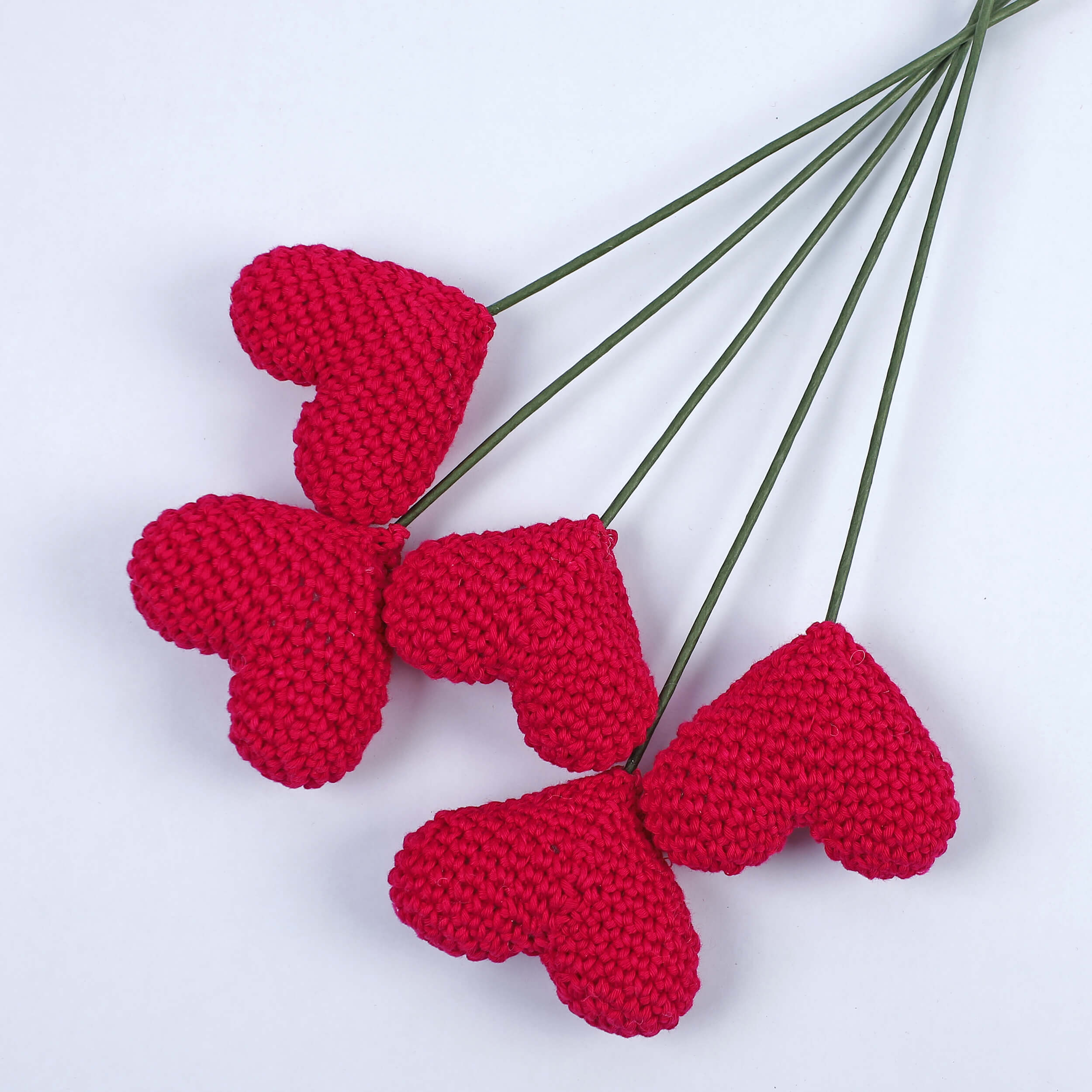 Handcrafted Crochet Heart Sticks