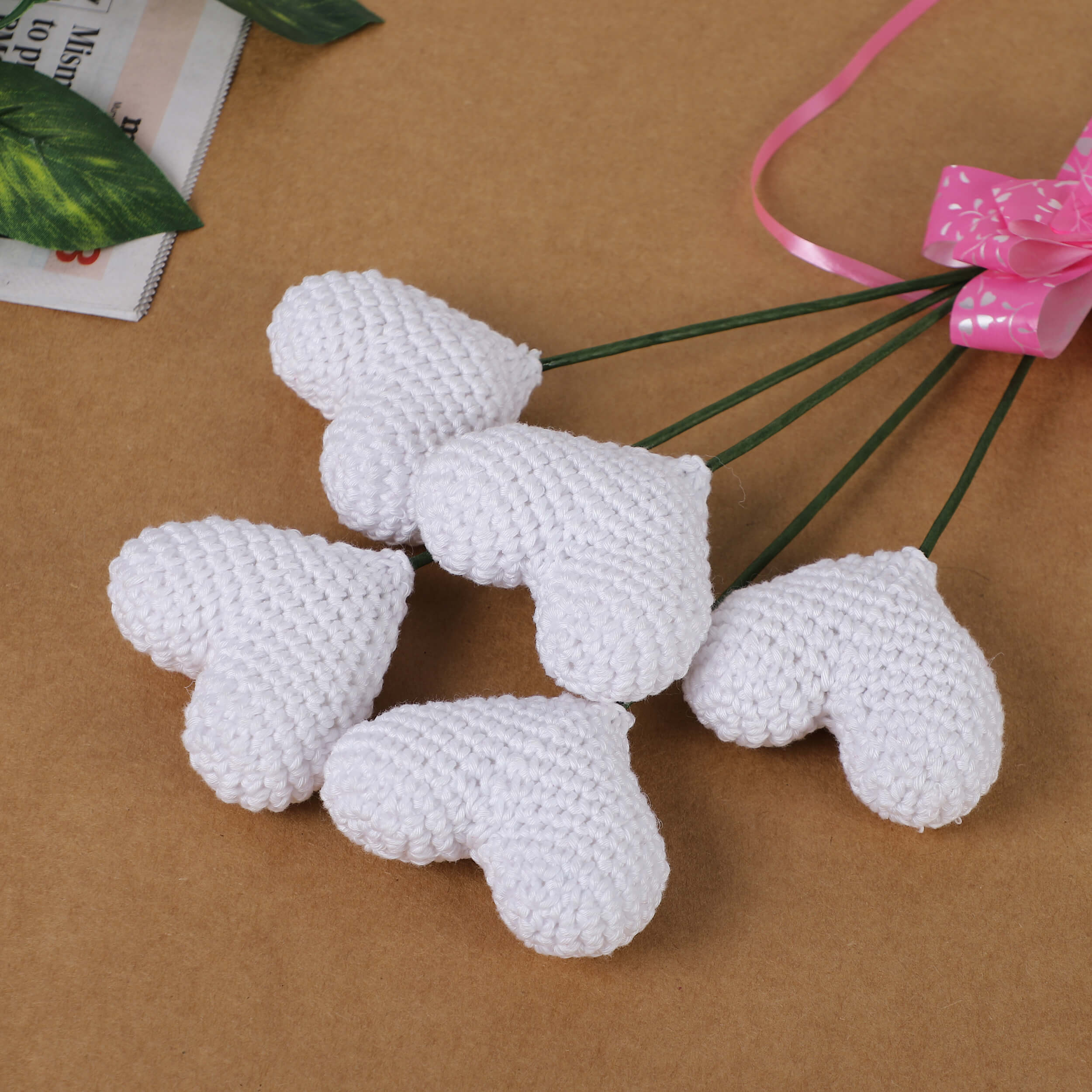 Handcrafted Crochet Heart Sticks