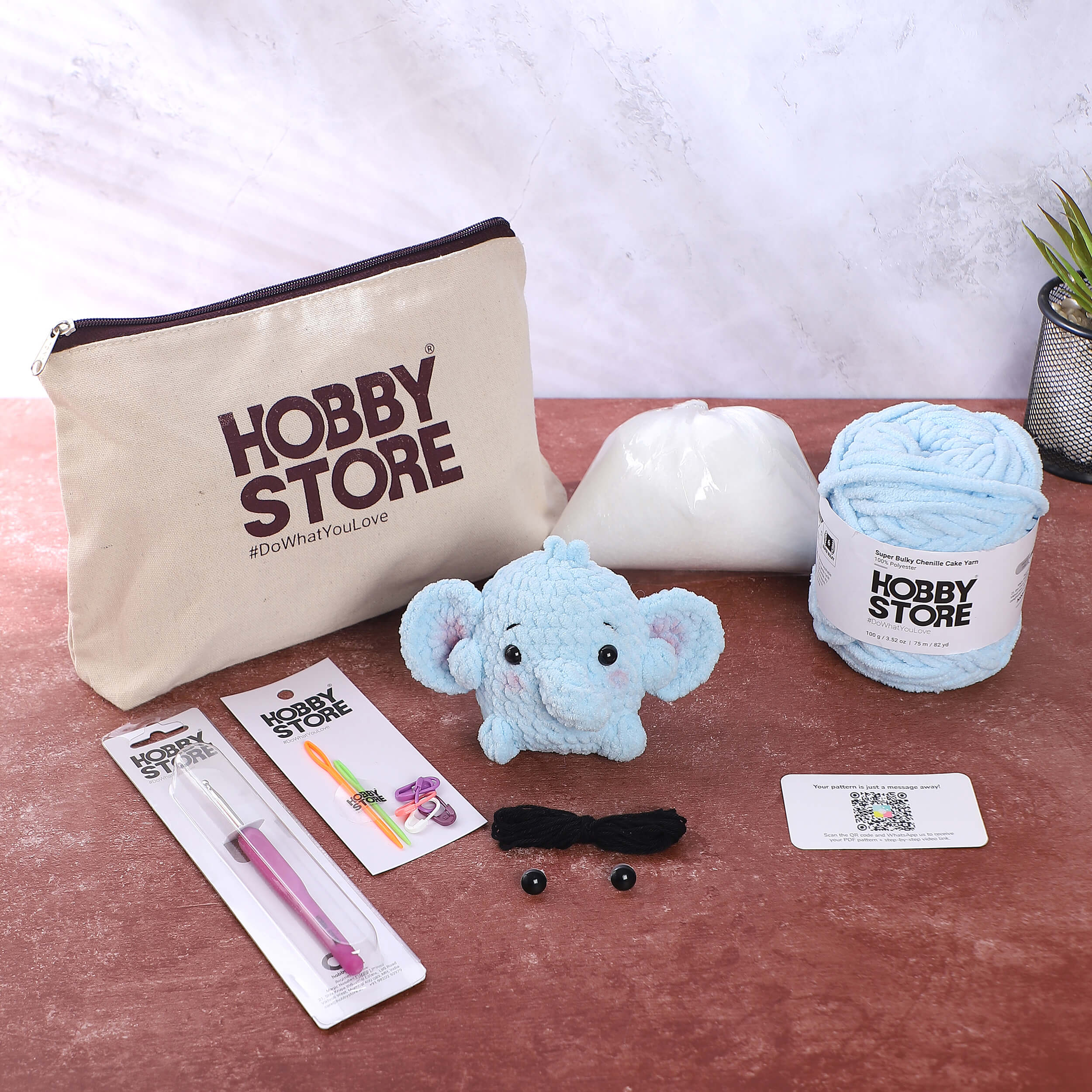 Crochet Kit - Adorable Baby Elephant Amigurumi Plush Toy
