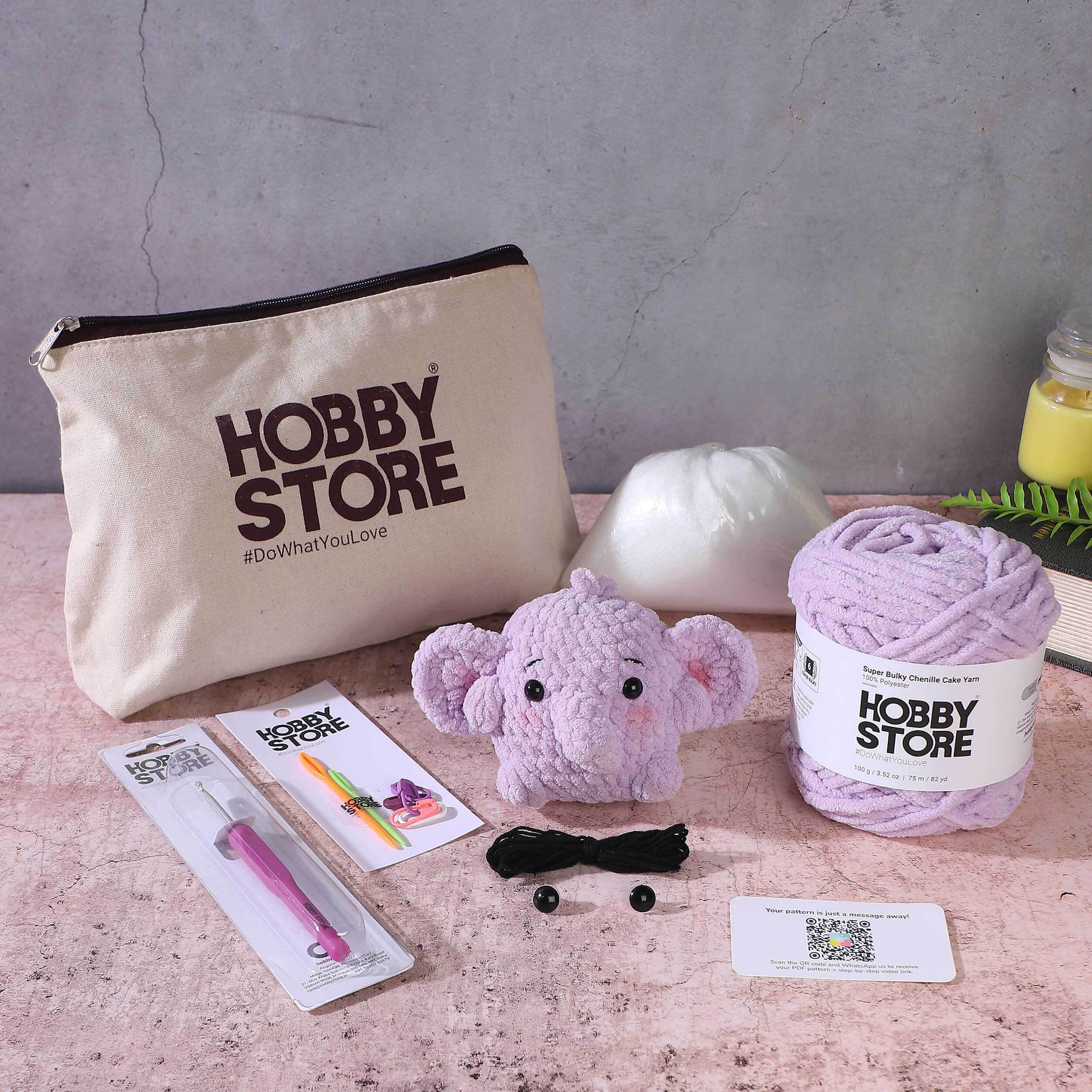Crochet Kit - Adorable Baby Elephant Amigurumi Plush Toy