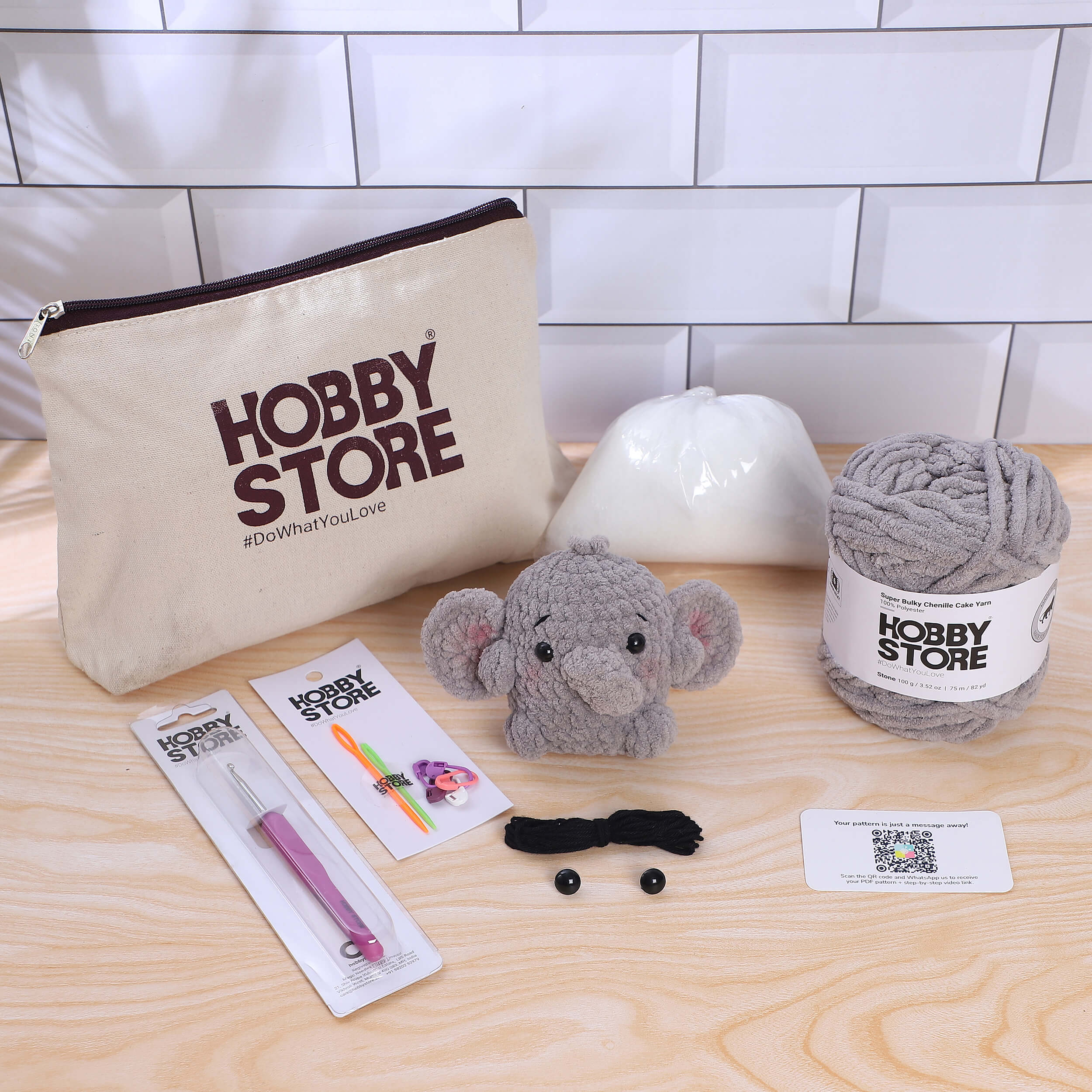 Crochet Kit - Adorable Baby Elephant Amigurumi Plush Toy