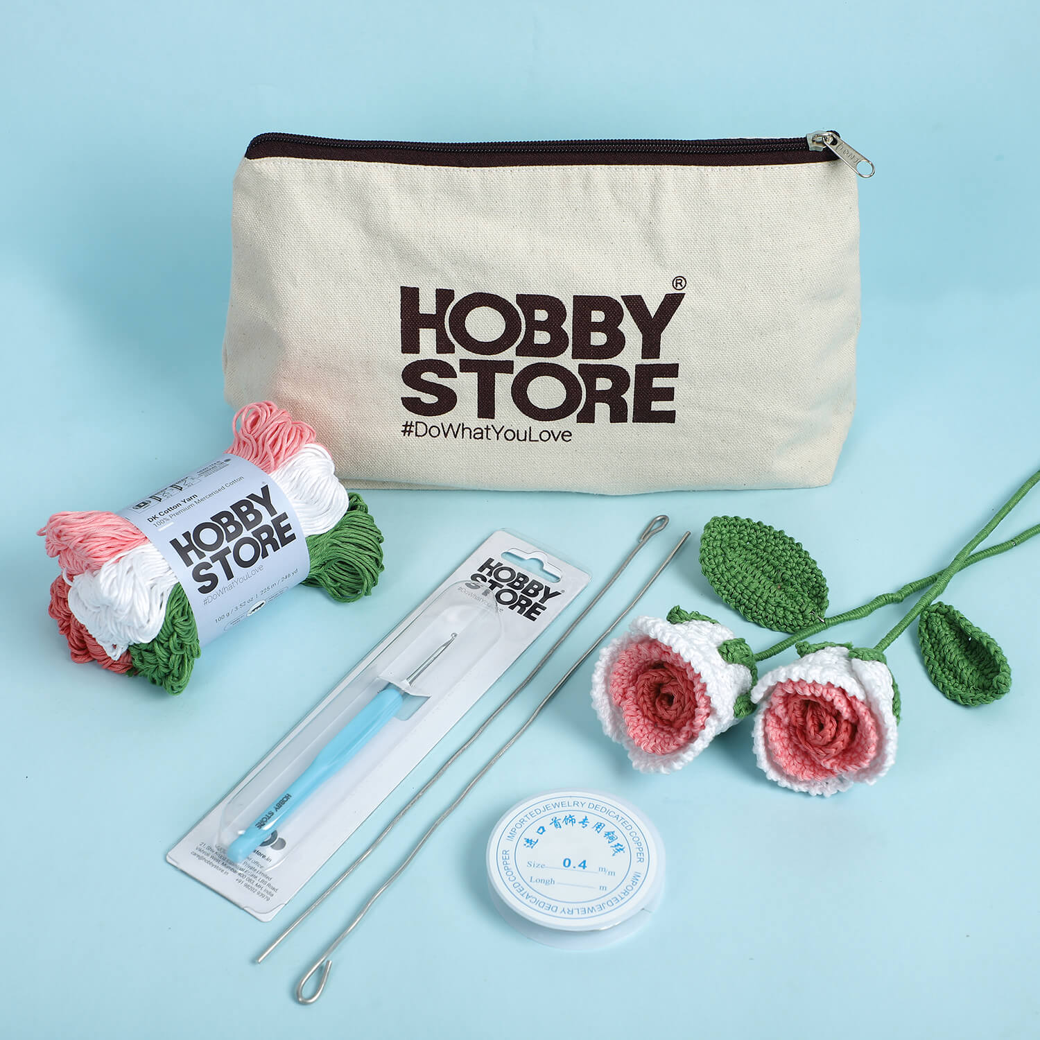 Crochet Kit – Gradient Roses - Shades of Blush