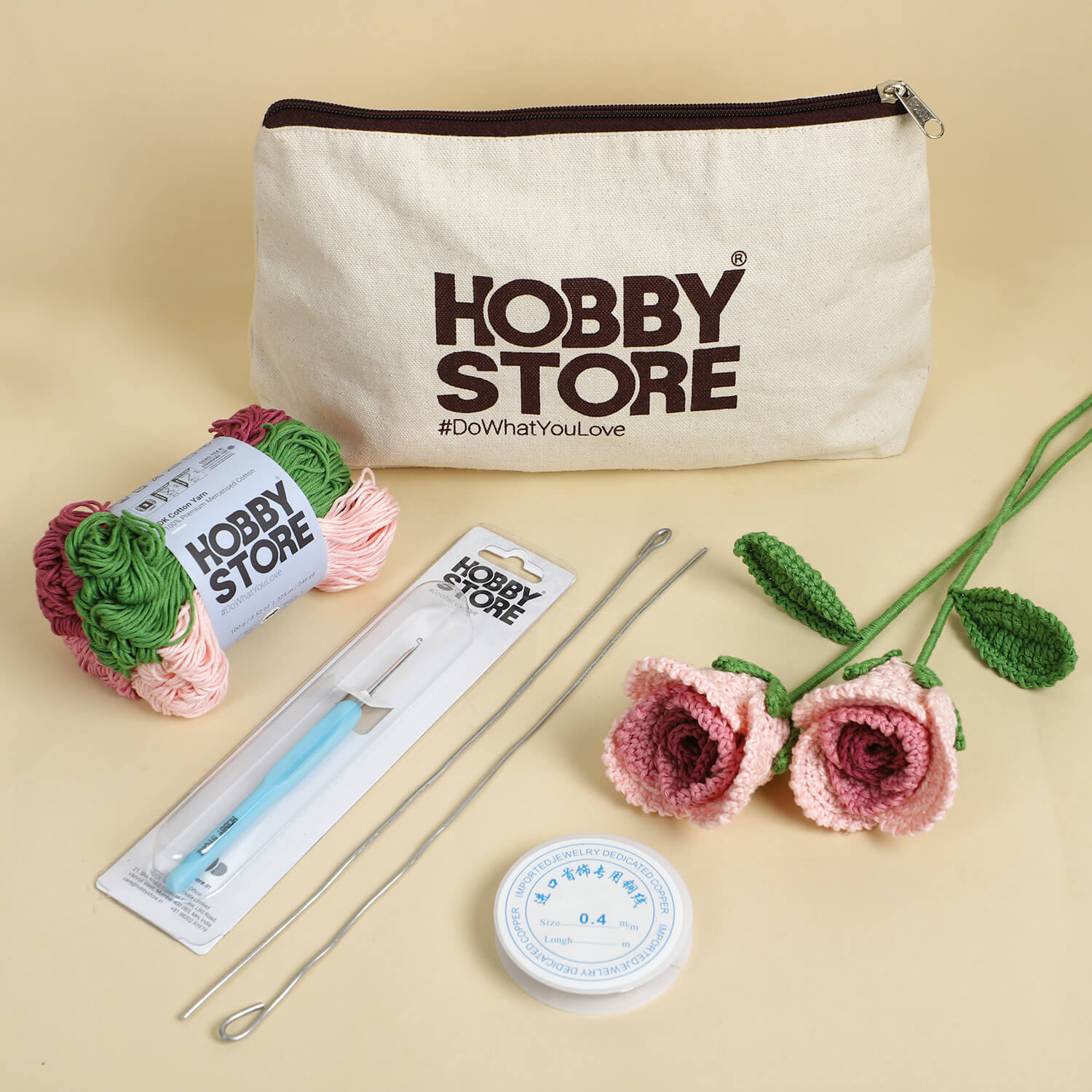 Crochet Kit - Gradient Roses - Shades of Pink