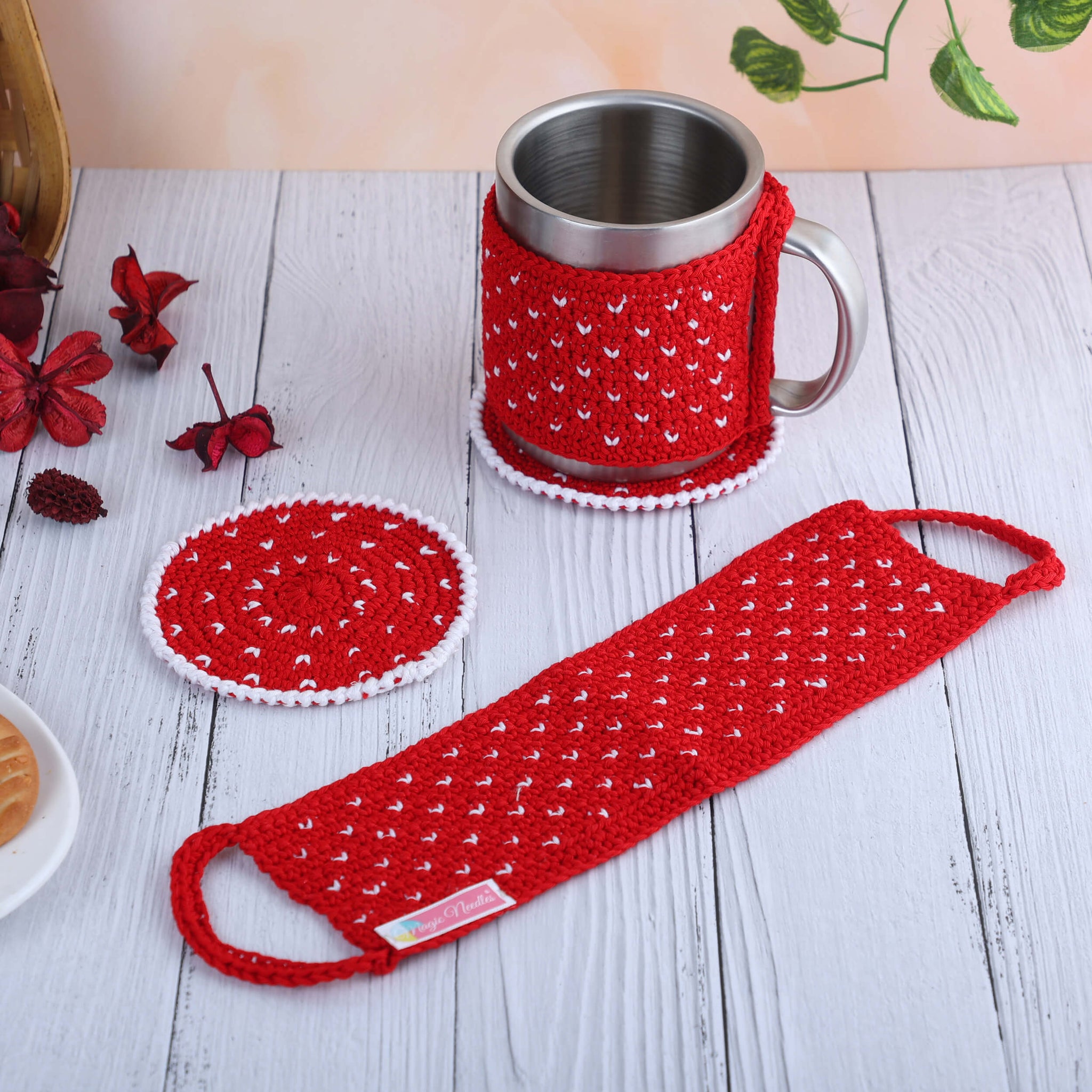 Crochet Cup Cozy and Coaster Set - 10342