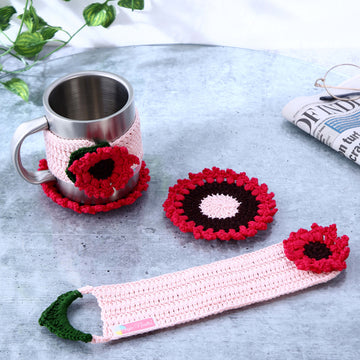 Crochet Cup Cozy and Coaster Set - 10343