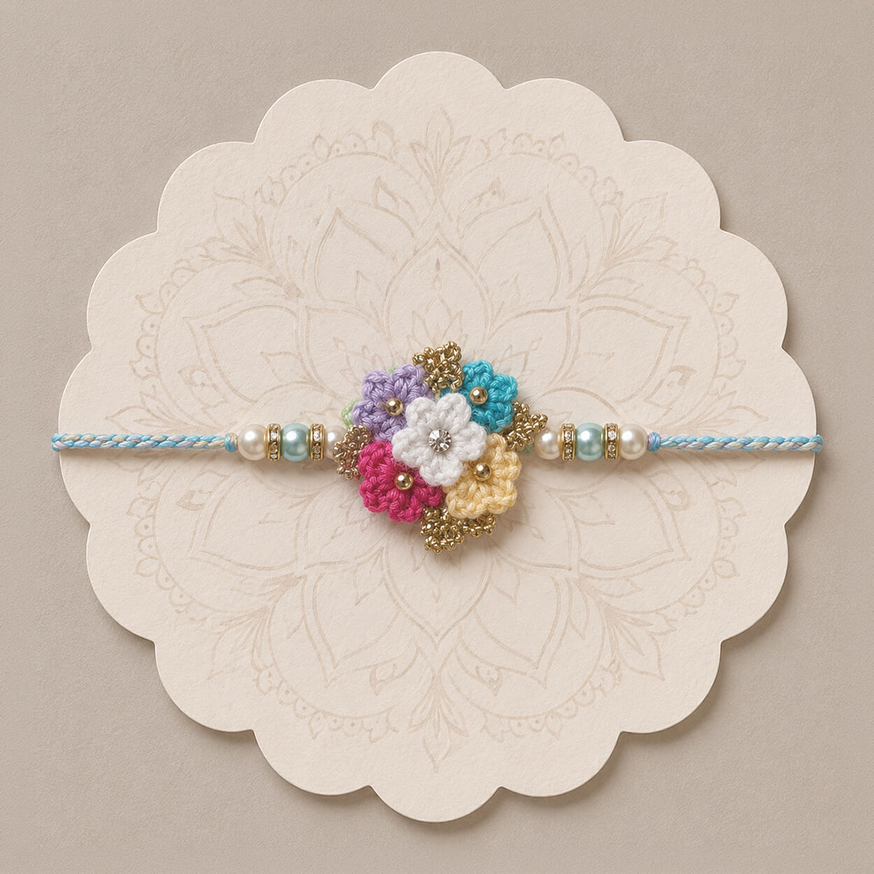 Handmade Crochet Guldasta Rakhi