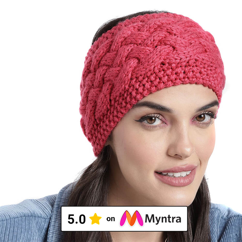 Cable Criss Cross Woven Headband - Coral Pink 2602