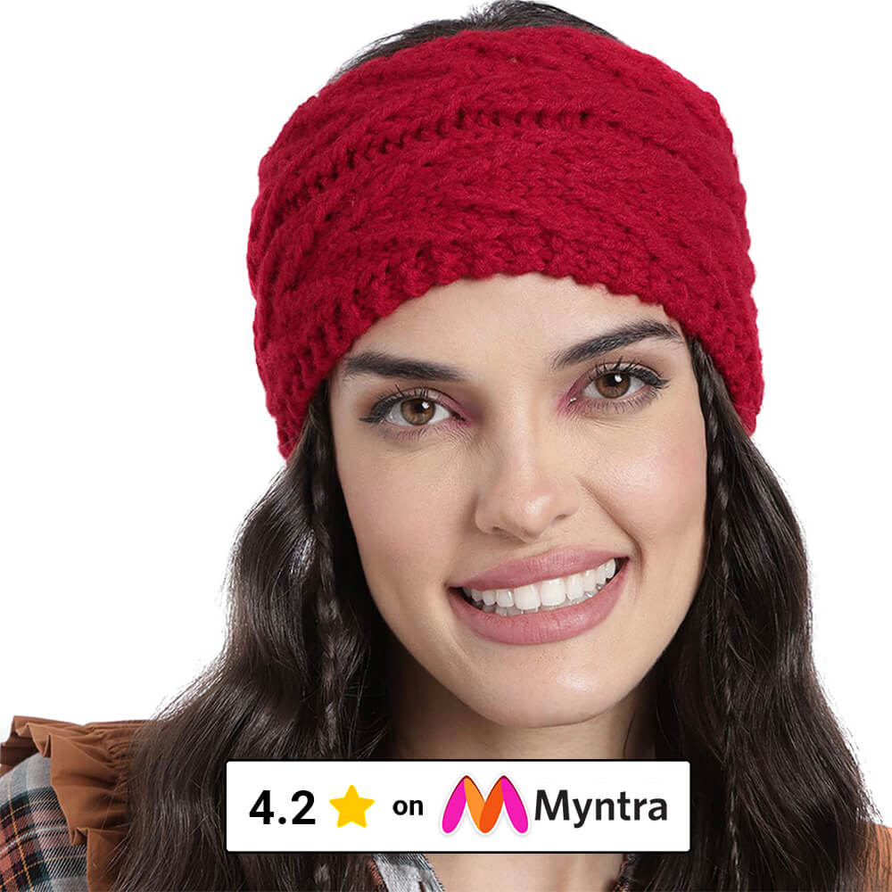 V Stitch Woven Headband - Red 2608