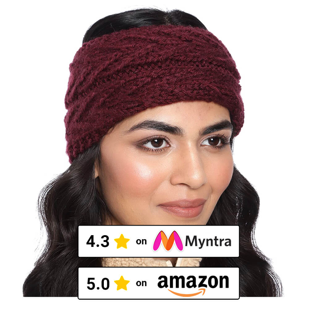 V Stitch Headband - Wine 858