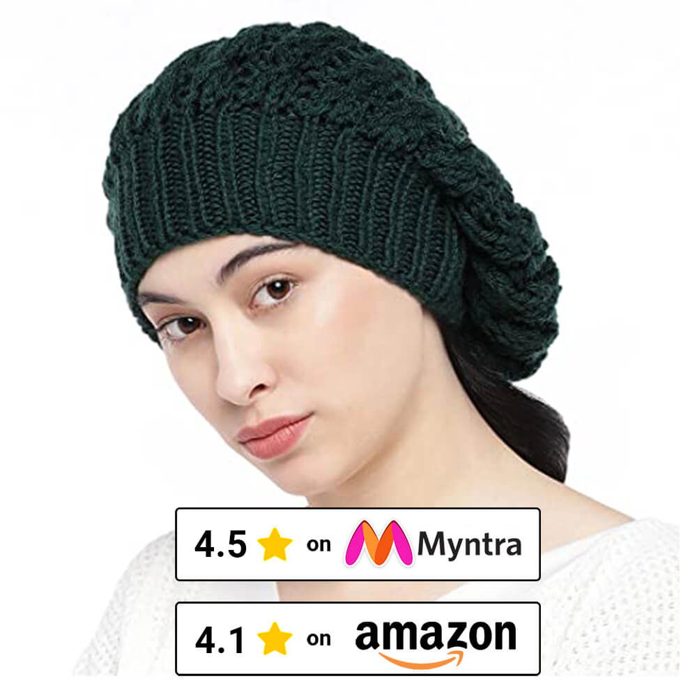 Green Self-Design Beanie - 1003