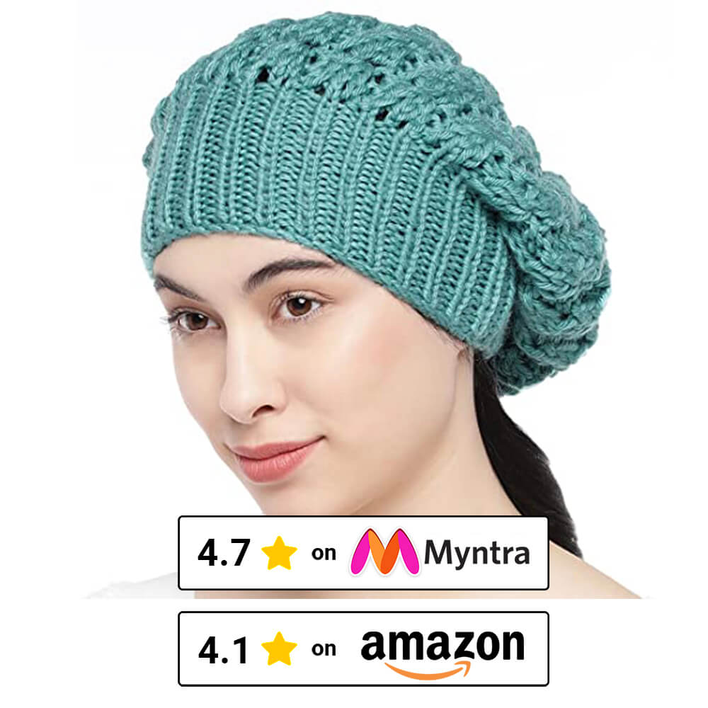 Sea Green Self-Design Beanie - 267